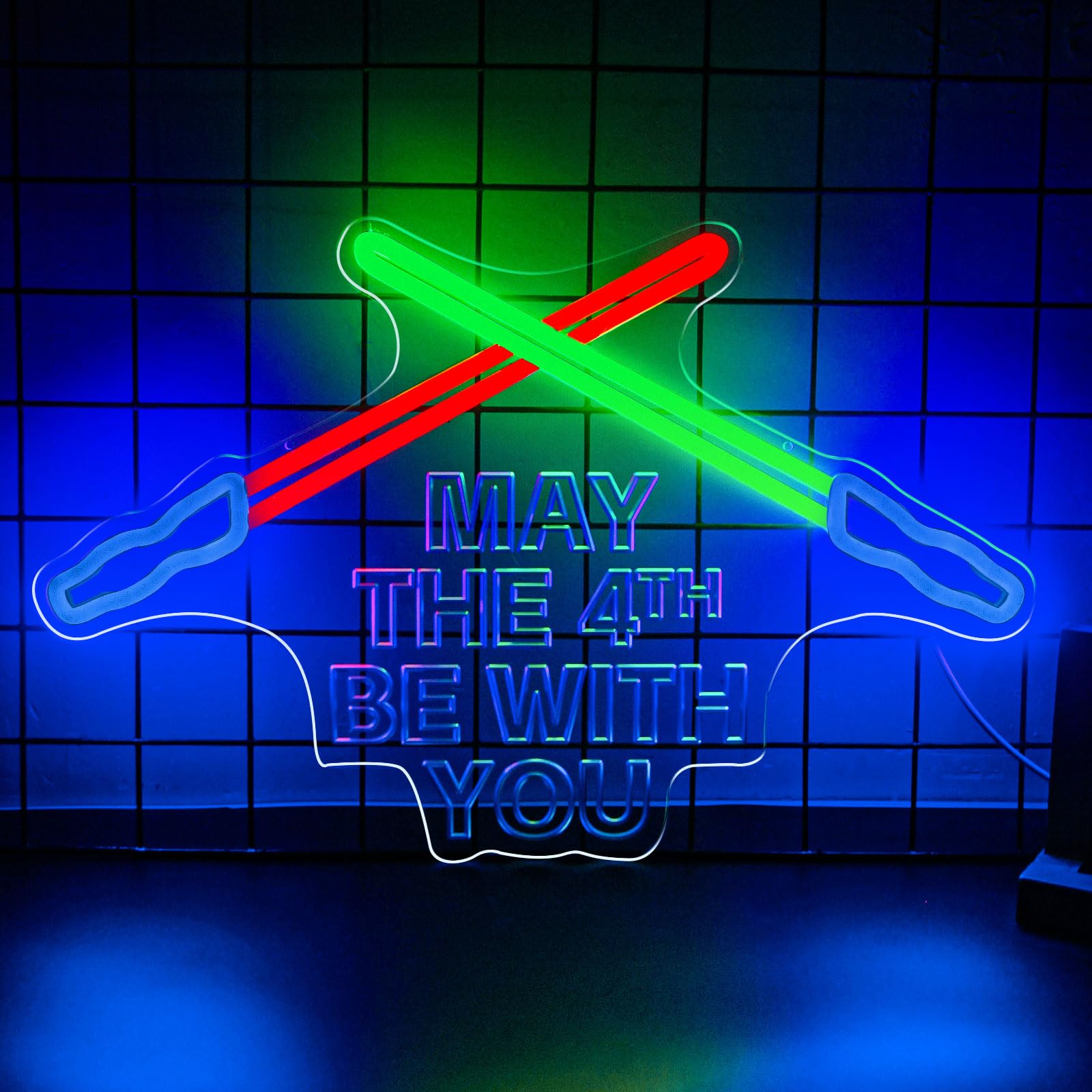 Lightsaber Neon Sign May The 4th Be With You Neon Signs Game Room Decor Dimmable Led Swords Light for Wall Decor Bedroom Living 