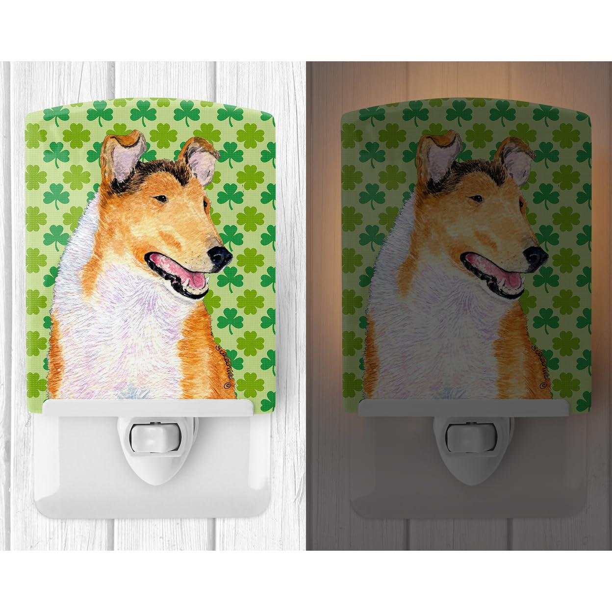 Carolines Treasures Ceramic Night Light, Collie Smooth St. Patricks Day, 6x4x3in, Multicolor, Model SS4401CNL