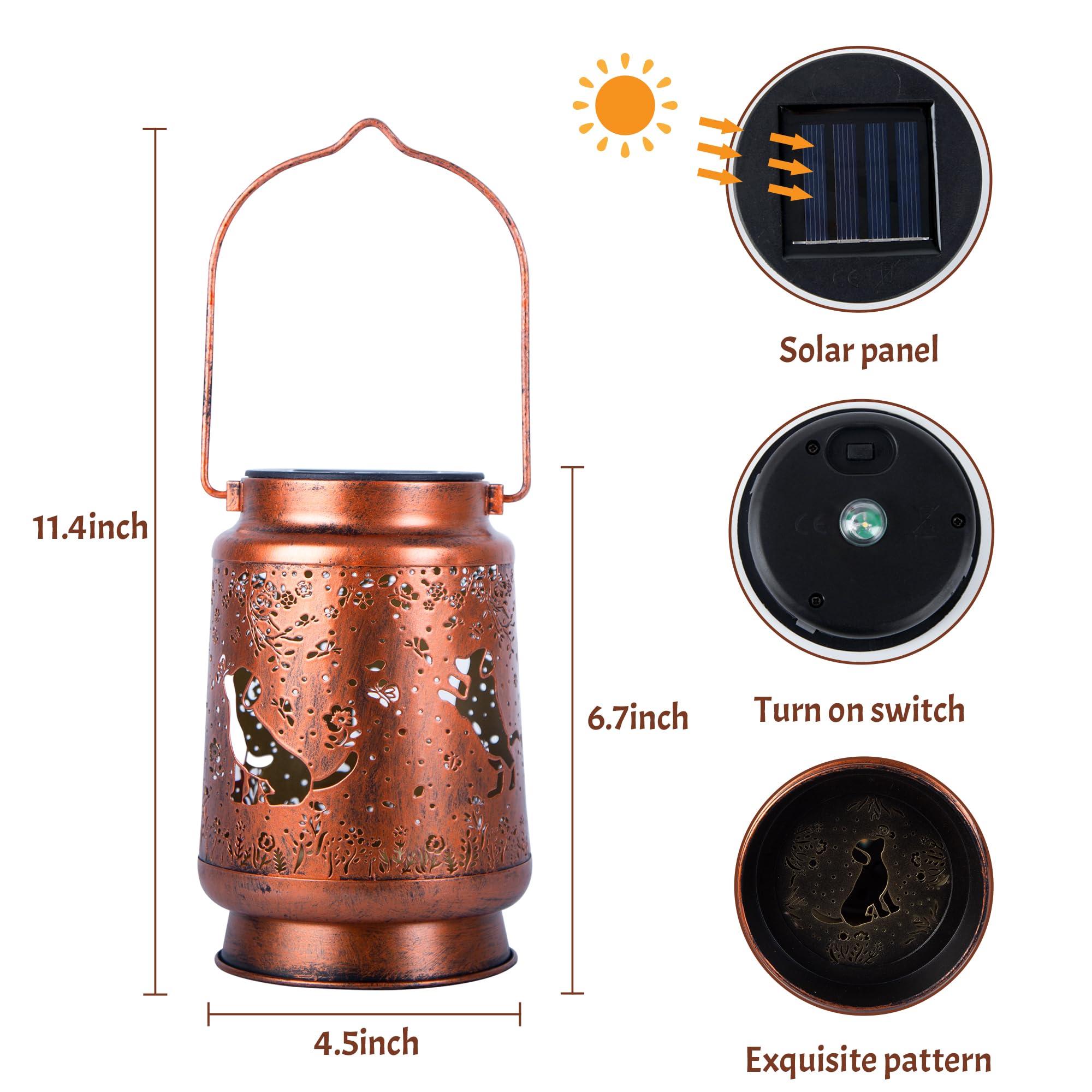 Dog Solar Lanterns Outdoor Waterproof, Dog Gifts For Women Mom Grandma, Hanging Solar Lights For Yard, Patio, Lawn, Pathway, Tab