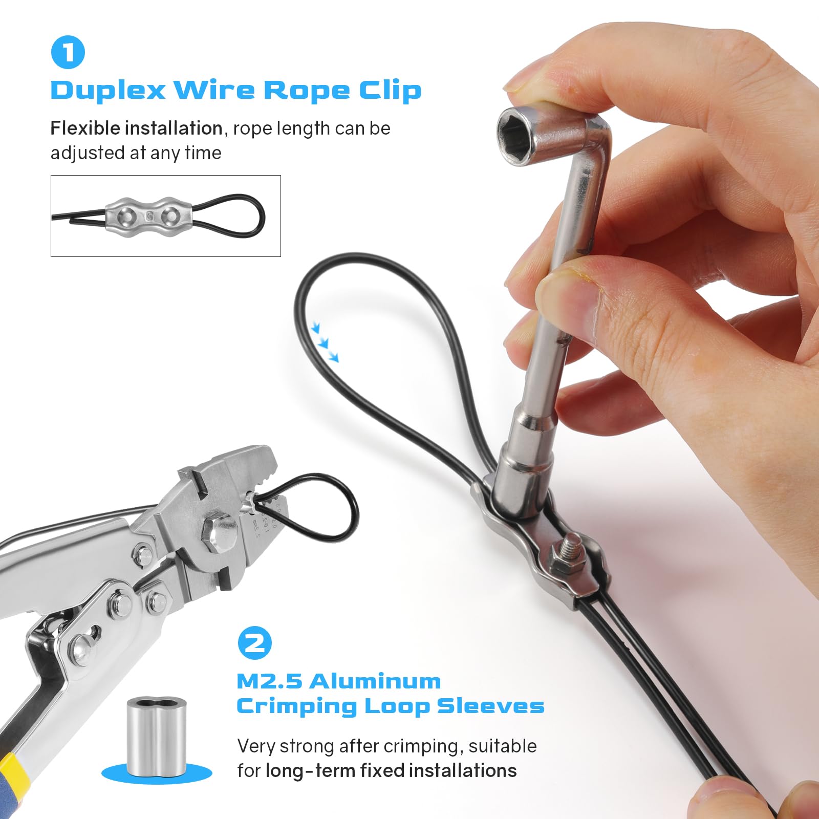 Nereus String Light Hanging Kit With 200 Ft Vinyl Coated 304 Stainless Steel Cable, String Light Suspension Kit, Guide Wire With Turnbuckles And Hooks For Patio, Backyard Lighting Accessories