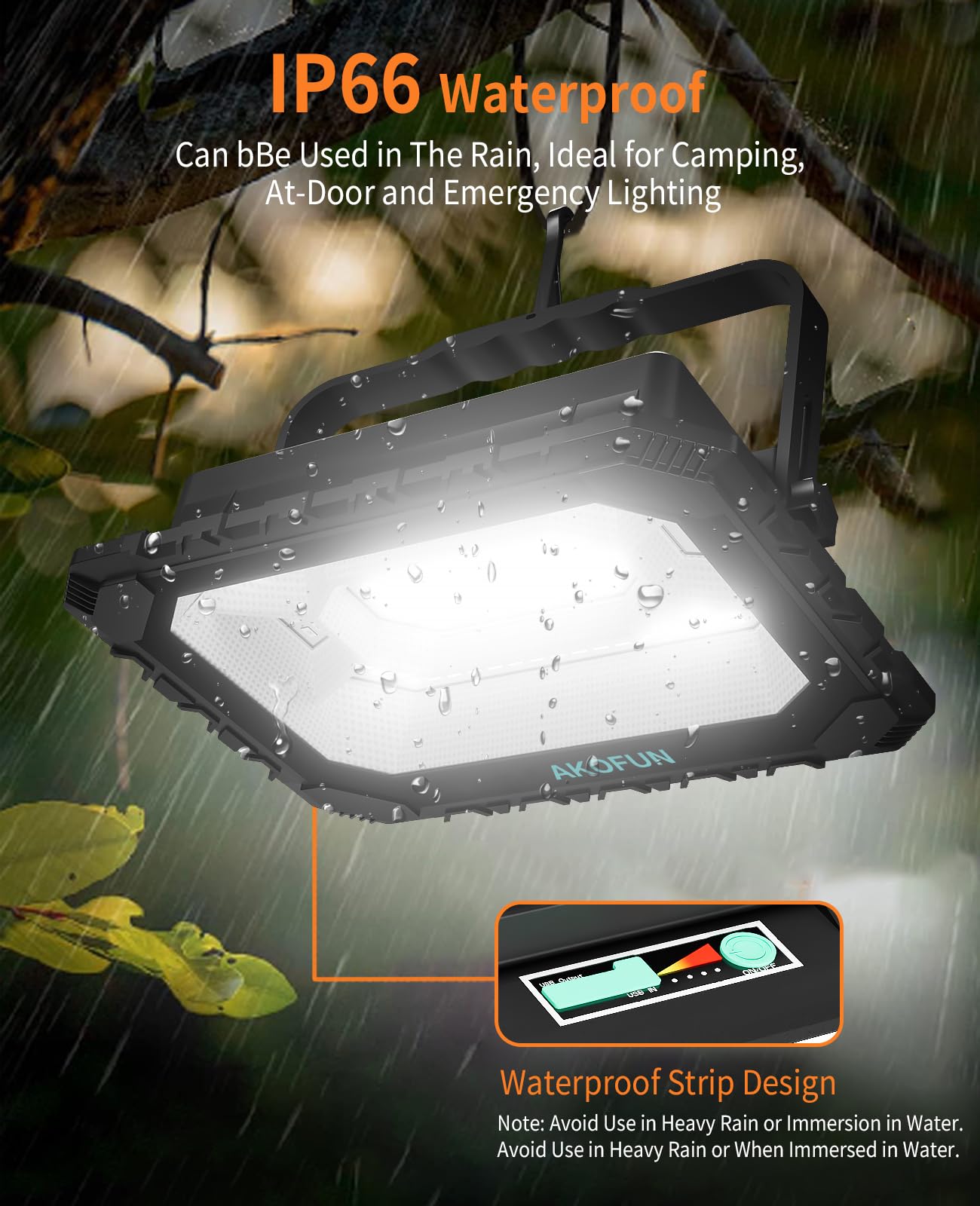 Akofun 200W Led Solar Work Light Rechargeable, 16000Lm Magnetic Worklight 3000K/4500K/6500K, 16000Mah Battery, Ip66 Waterproof P