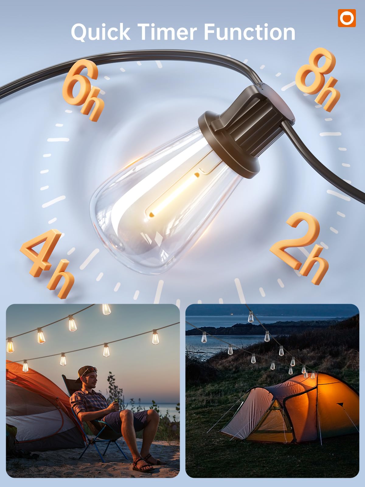 addlon 35FT Solar String Lights - Waterproof, Remote & USB, 10+1 Shatterproof Bulbs, Dimmable, Black, Model ST38E173510X1