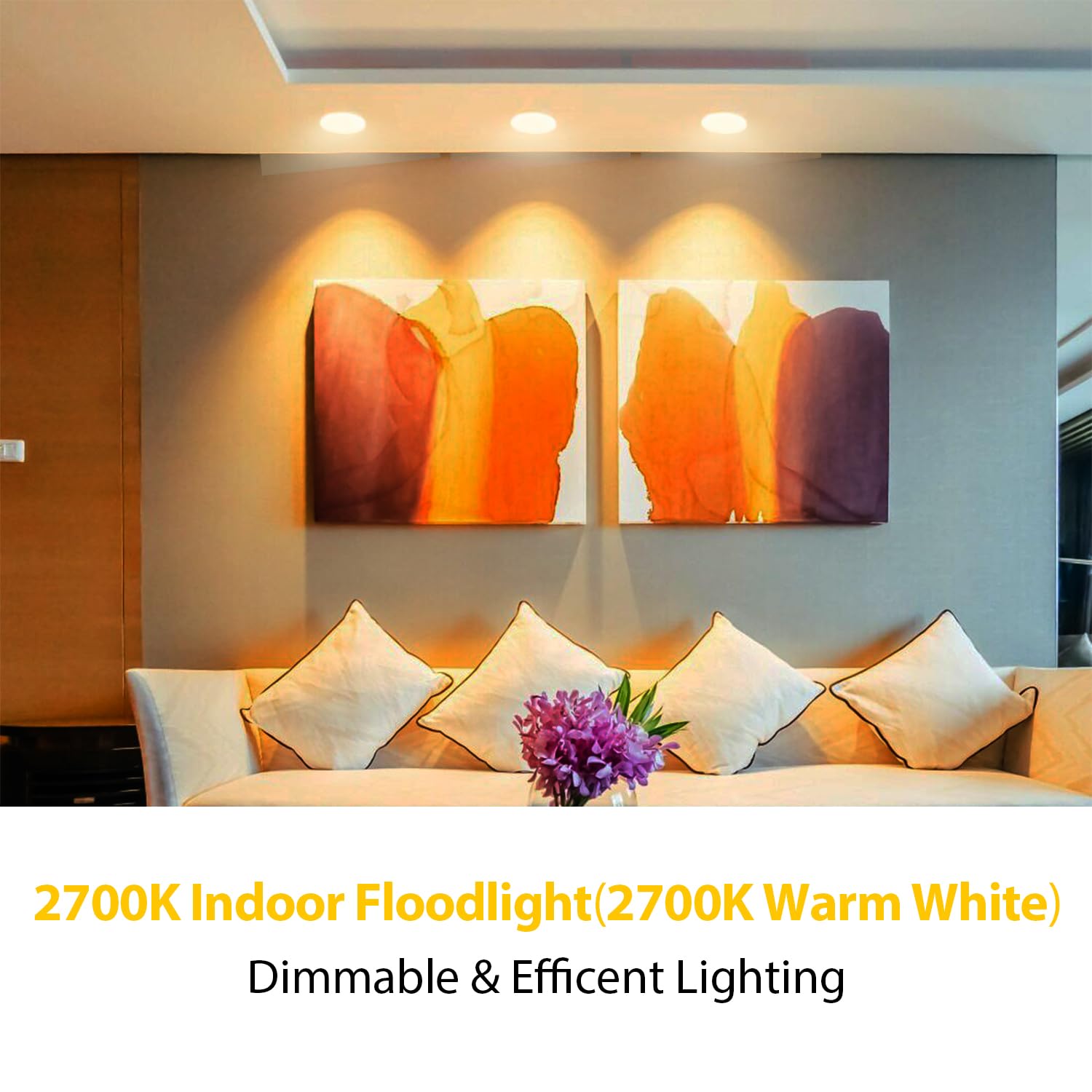 Dalattin 6 Pack Br30 Led Bulbs 65W Equivalent, Dimmable Indoor Flood Lights 2700K Soft White, 9W, 800 Lumens, E26 Base, Led Rece