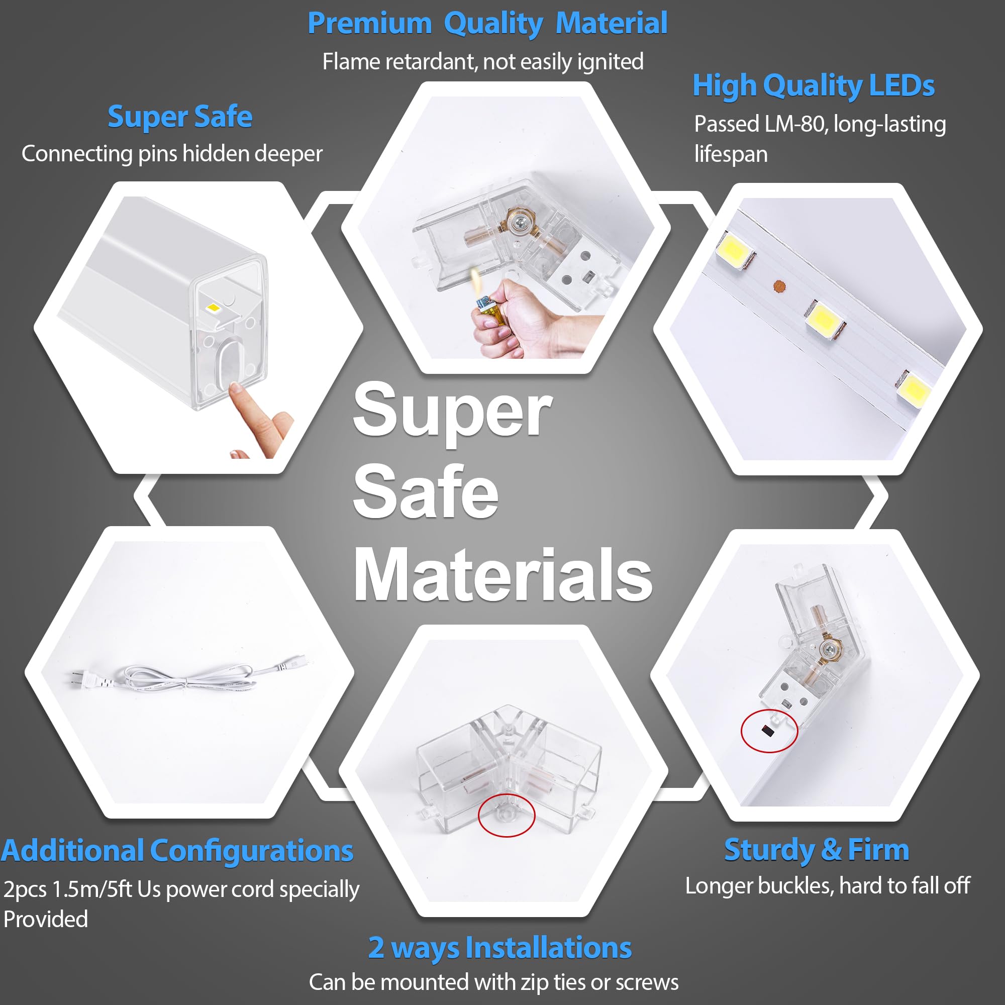 MODERN Hexagon LED Garage Light 36720 Lumens Polycarbonate 2 Rectangles 190.2inL x 95.7inW x 1.4inH White Model LFXBB-H