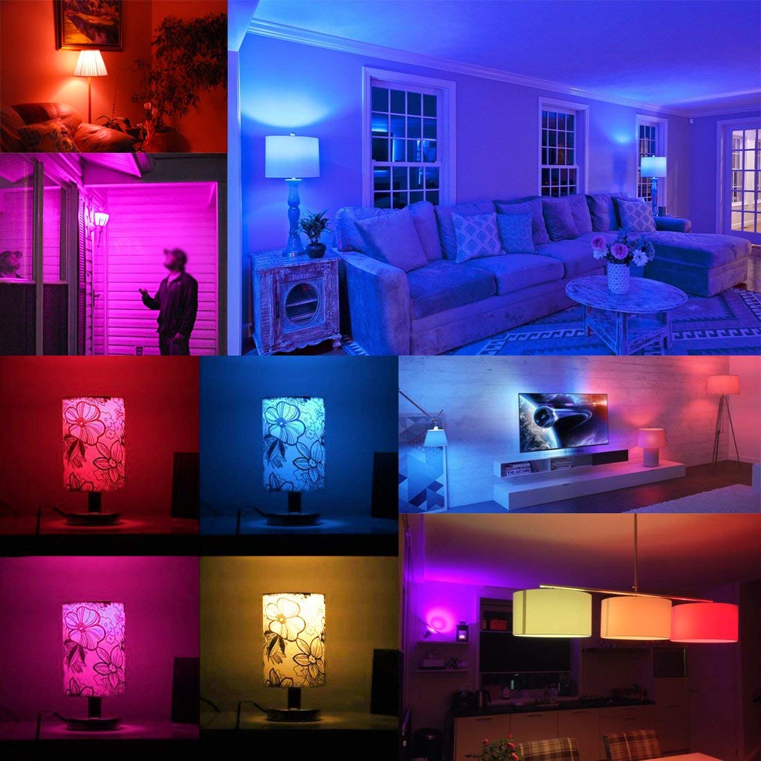 MELPO LED Color Changing Light Bulb, 5W 500LM, Dimmable RGB, E26, 4 Pack, Remote Control for Parties, Weddings, Home Decor