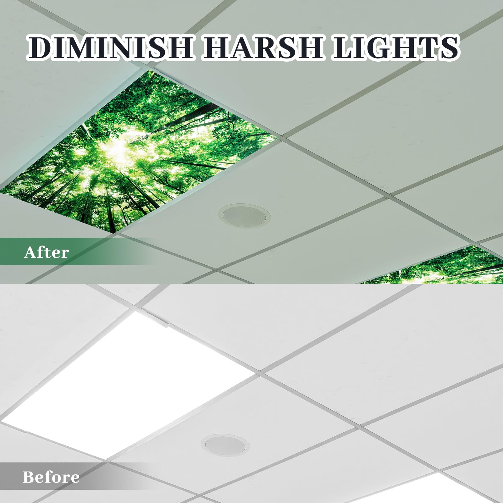 Amylove Fluorescent Light Covers 2x4 Feet Plastic Light Diffuser Panels, Forest Color, Ideal for Classroom, Office, and Home Decor