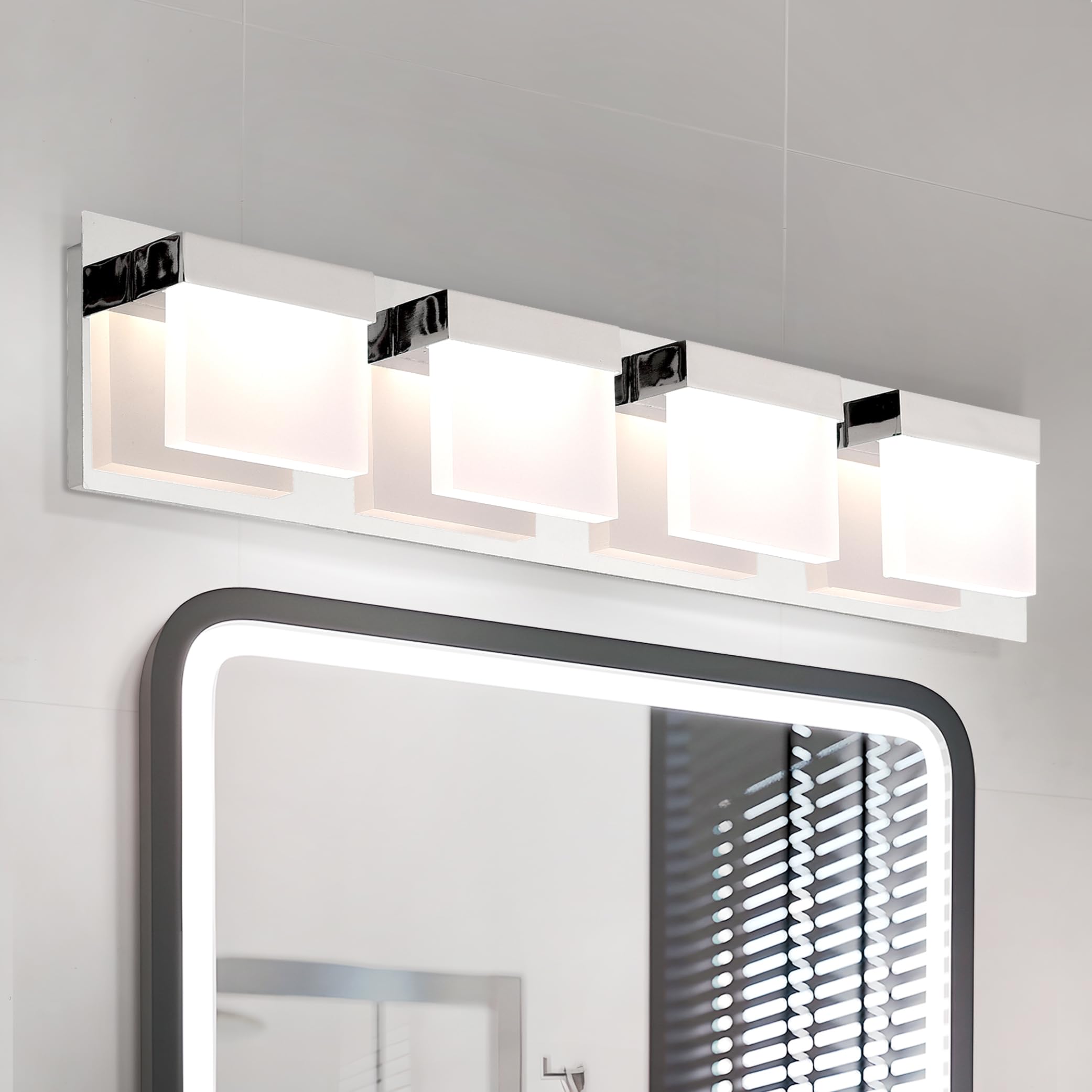 ASD LED Bathroom Vanity Light Fixture 4-Lights 23W 1300LM 3000-5000K Chrome A-LVF24M-4D23CC