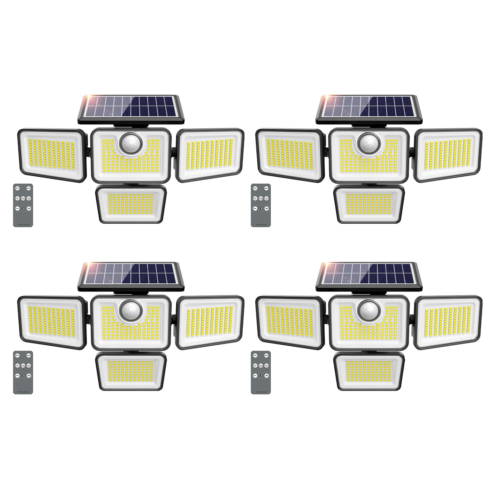 3000Lm Solar Lights Outdoor, 413 Leds 4 Adjustable Heads Solar Motion Sensor Lights, 3 Mode, Ip65 Waterproof Solar Security Wall