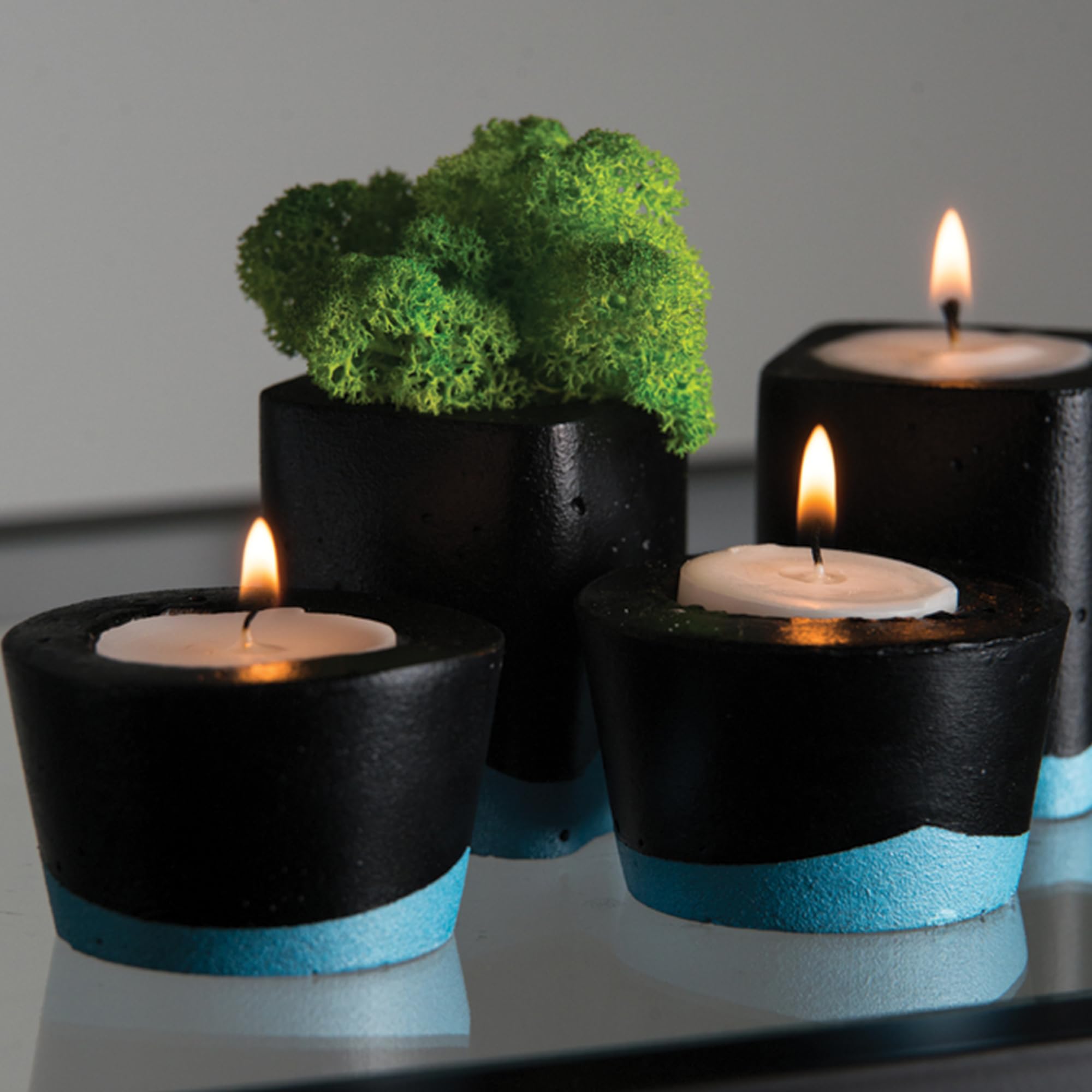 Grob Carnival Festive Unscented Tea Light Candles | Christmas Decoration Smokeless Candles | 3 to 4 Hours Burning Time| Wax Teal