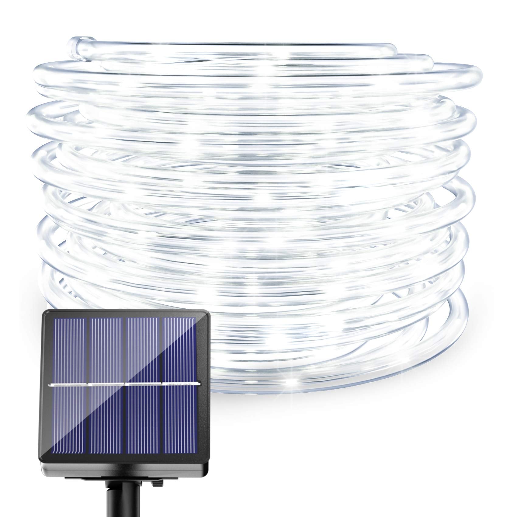 KerKoor Solar Powered LED Rope Lights - 40FT, 100 LED, Waterproof, Cool White, for Garden, Camping, Wedding Decor