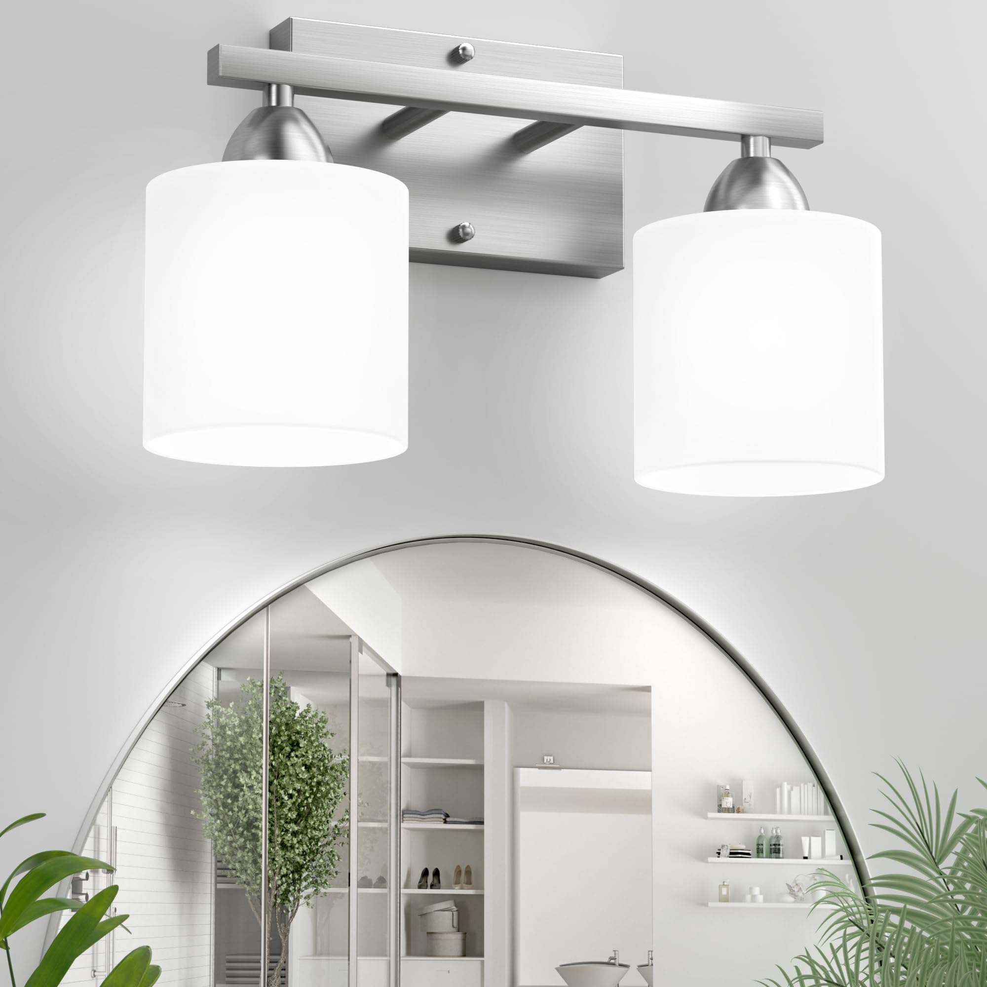 Dekang Bathroom Lighting Fixtures Over Mirror Brushed Nickel, Anti-Rust 2-Light Bathroom Vanity Lights, Modern 18Inches Wall Sco