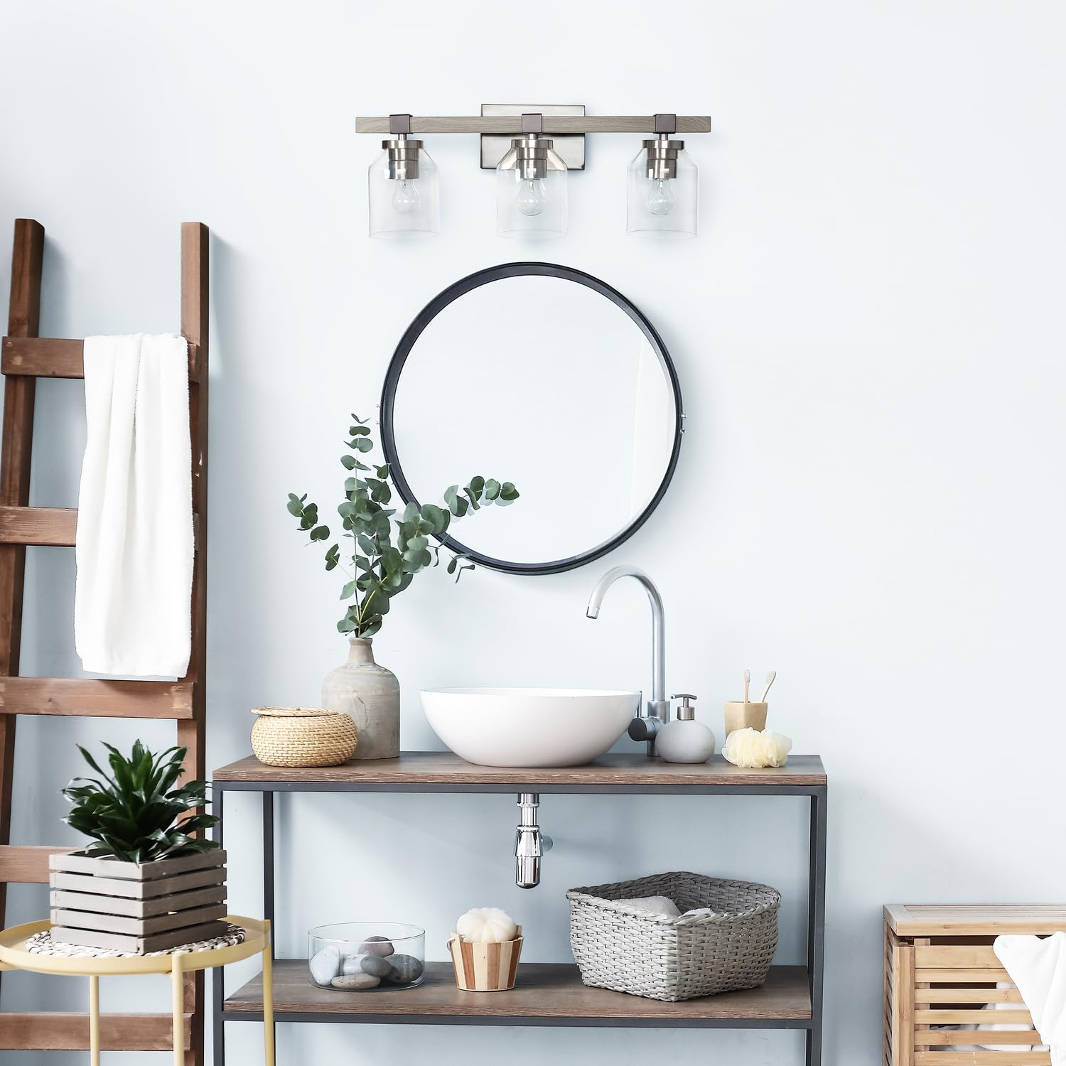 All The Rages Barnlit 3-Light Metal & Glass Vanity Fixture In Brushed Nickel