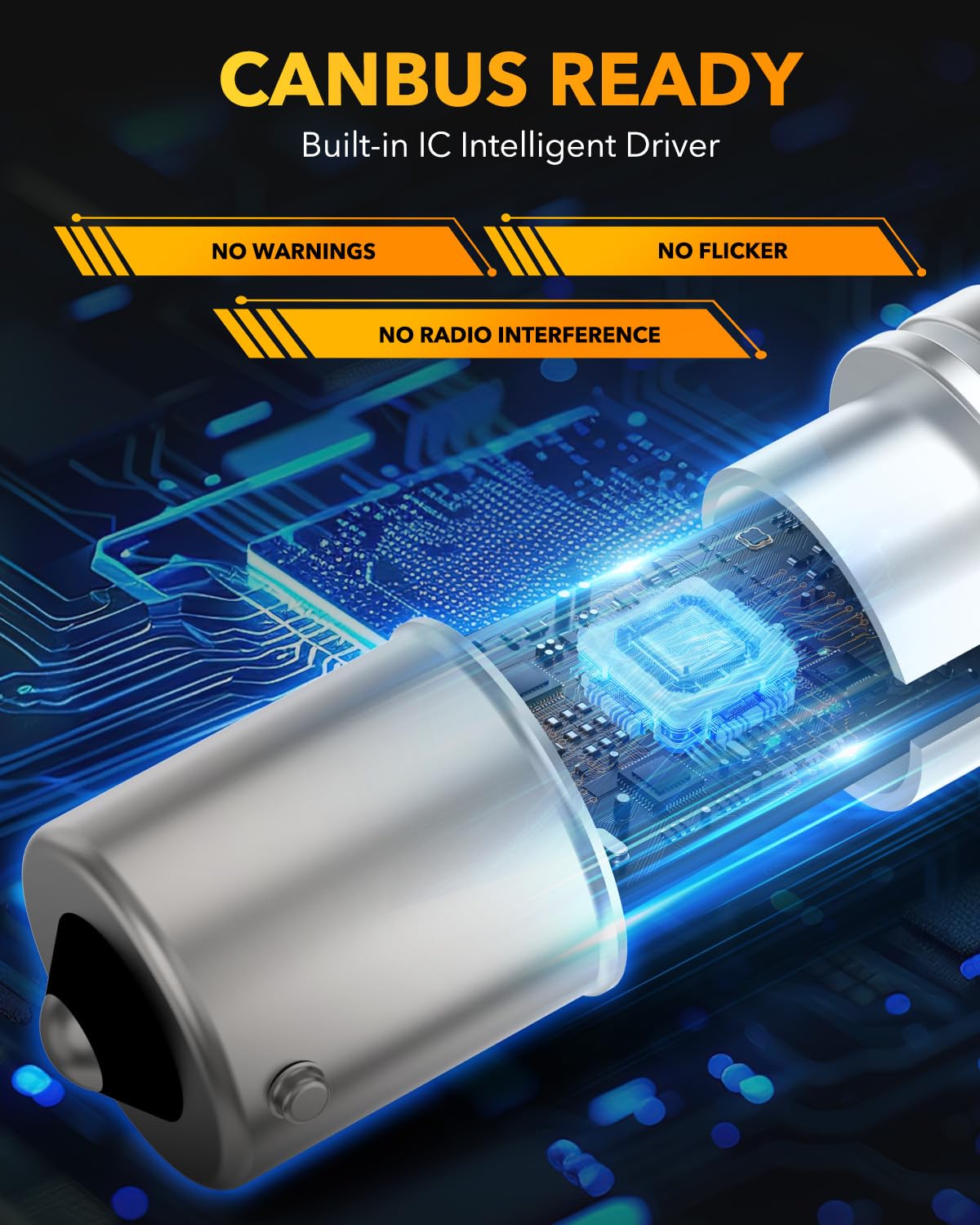 OXILAM 1156 LED Bulb Amber Yellow 7506 BA15S Turn Signal Lights, 600% Brighter Replacement for Front Rear Signal Lights