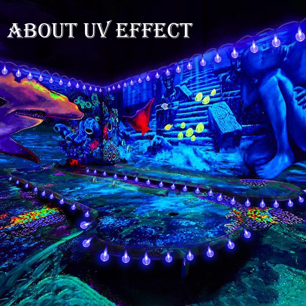 OMIKA 15FT UV Black Light String Lights, 30 LED Twinkle Fairy Lights with Remote, Model BG-UV-BO-4, Plastic & Copper Wires