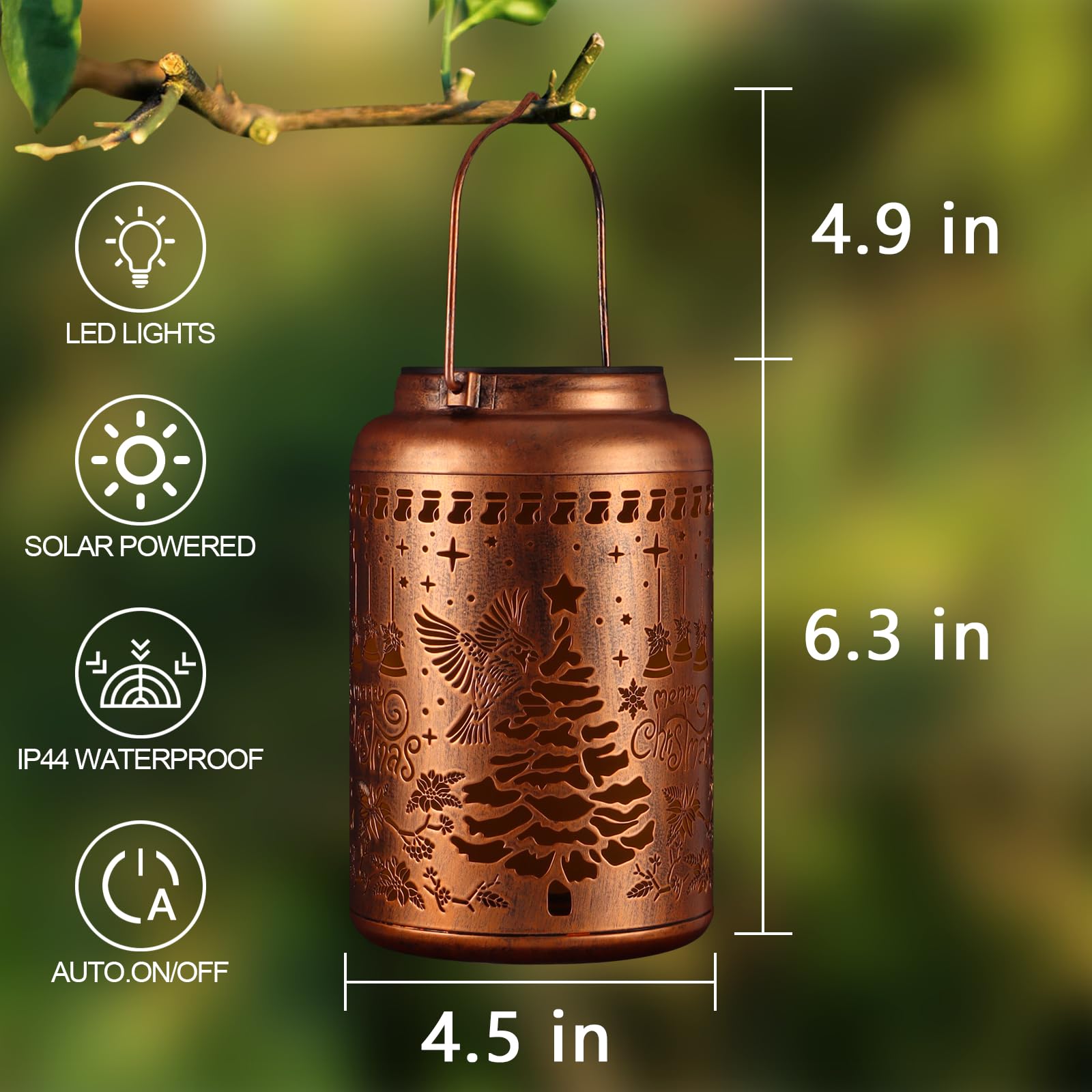 Solar Lanterns Outdoor Waterproof Garden Decor Birthday Gifts For Women Mom Grandma Hanging Lights Metal Decoration Outside For