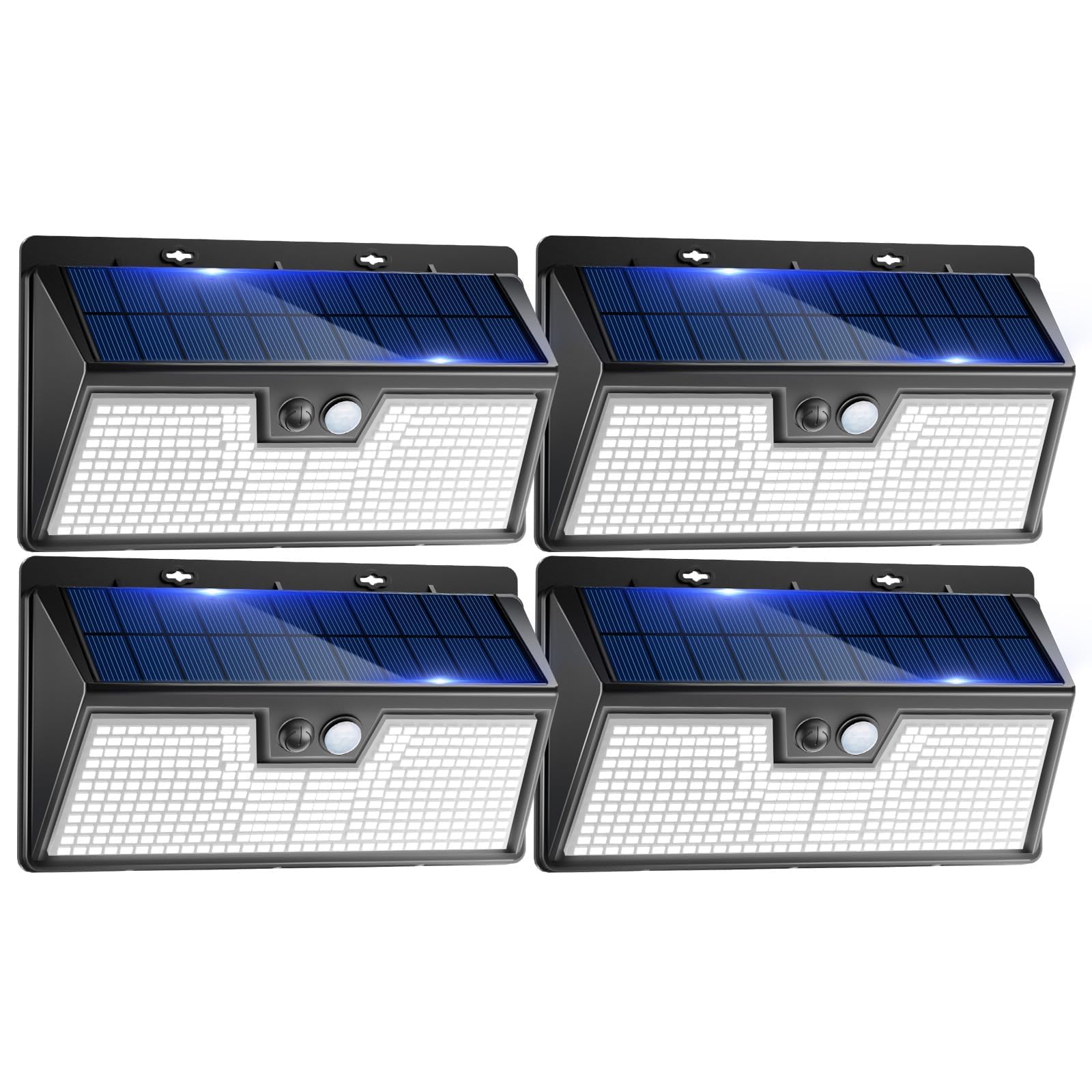 Vighep 4 Pack Solar Lights Outdoor Motion Sensor, 318 LED, Waterproof, Cool White, Model WS60, Black-Cool Light