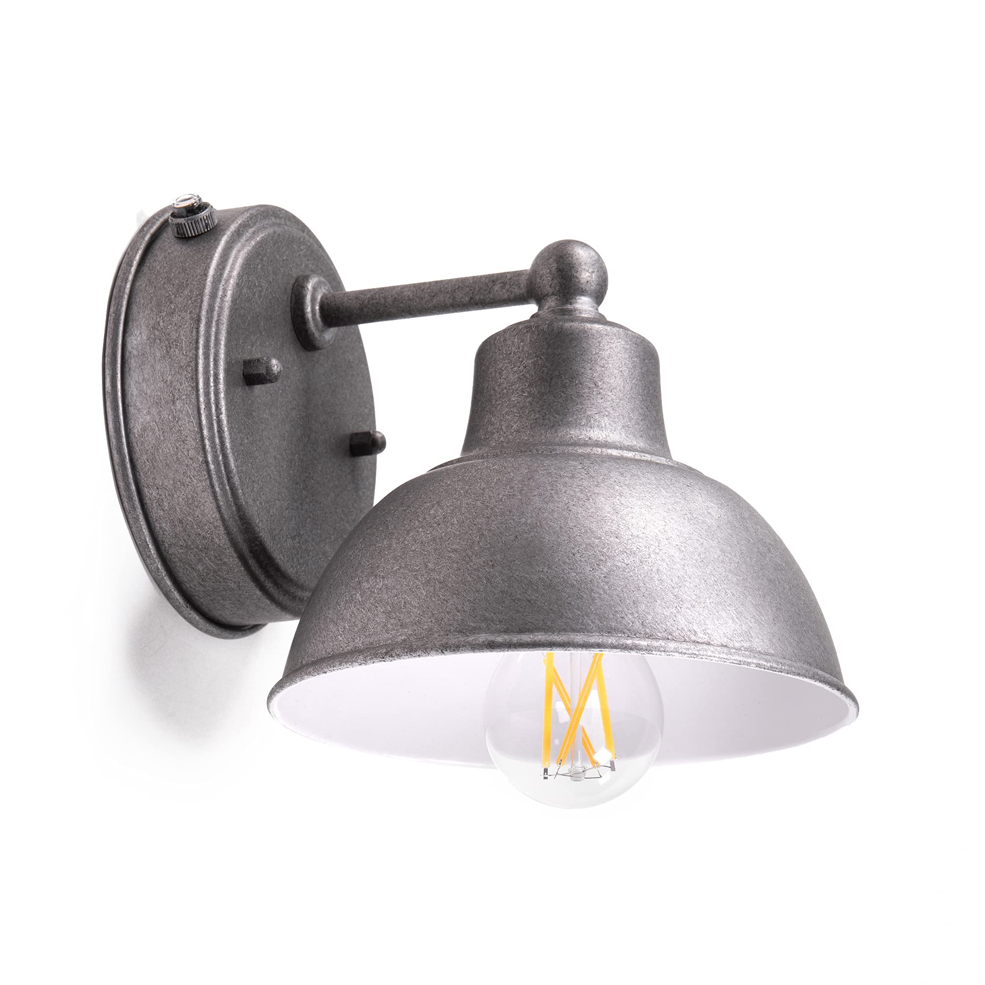 Coramdeo Oakhouse Dusk To Dawn 6    Barn Light, Outdoor Farmhouse Porch Wall Fixture In Galvanized Finish & White Reflective Int