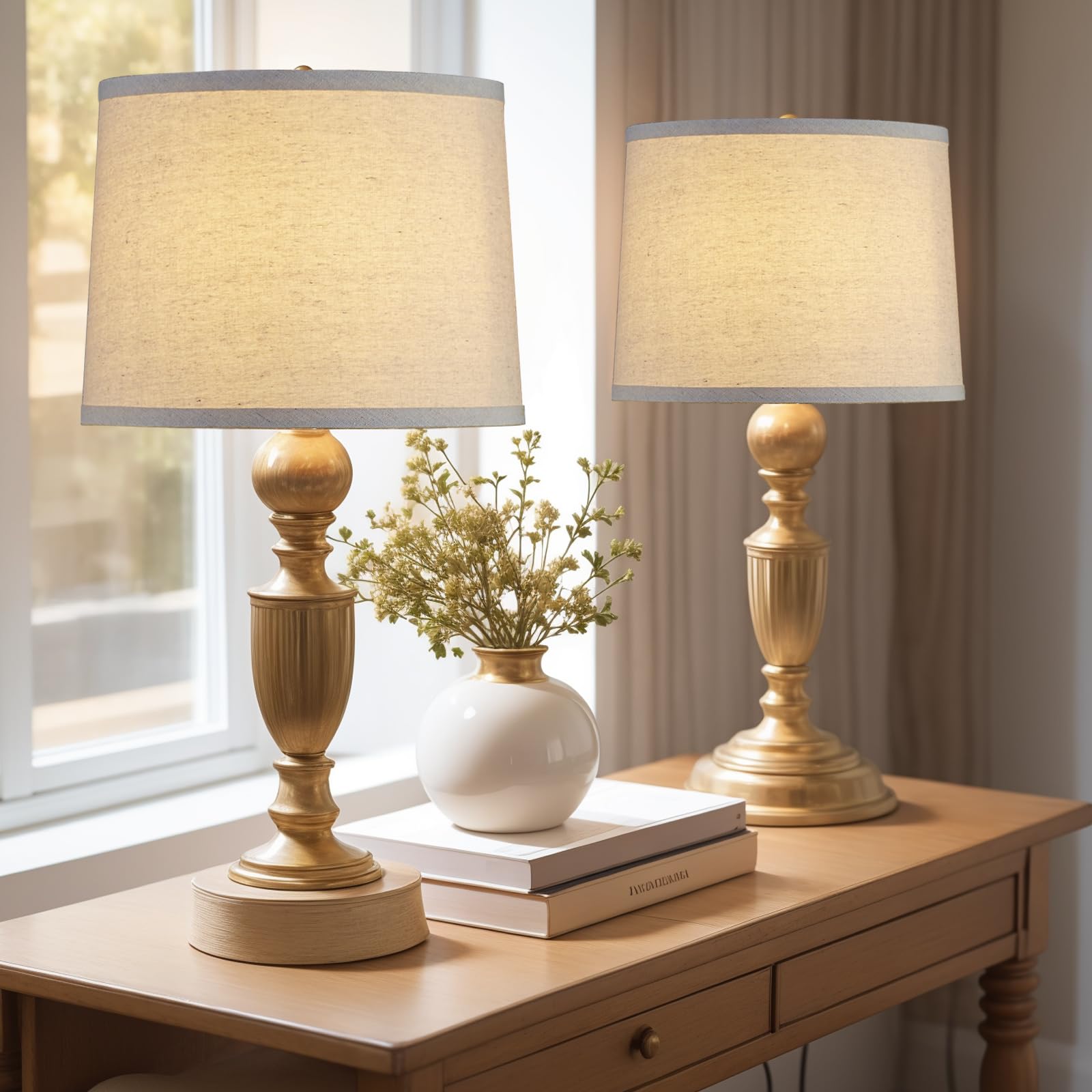 Set Of 2 Drum Lamp Shade 11.6" Top X 12.6" Bottom X 9.9" High (Spider) Cream Linen For Table Lamps & Floor Lamps Replacement Lampshade By Onext