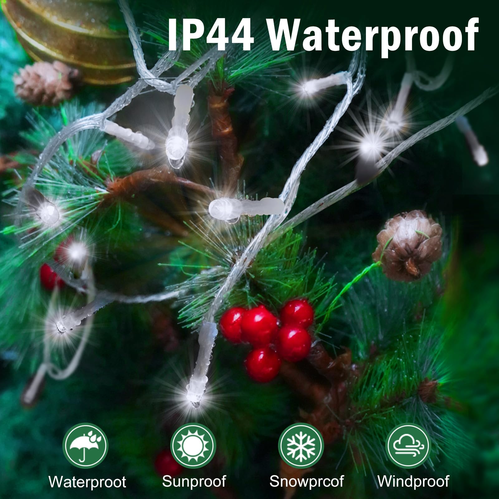 Sauirs 403Ft 1000 Led Christmas Lights Outdoor String Lights With 8 Modes Timer Waterproof Fairy Light Plug In For Outside Indoor Party Xmas Palm Tree Yard Wedding Decorations(Cool White)