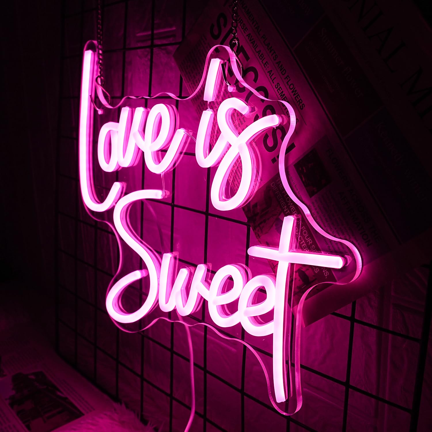LMSIGNLY Neon Sign - inLove is Sweetin Pink LED Light for Weddings, Bridal Showers, Engagements - 14.5x12.8 inches, Silicone Material