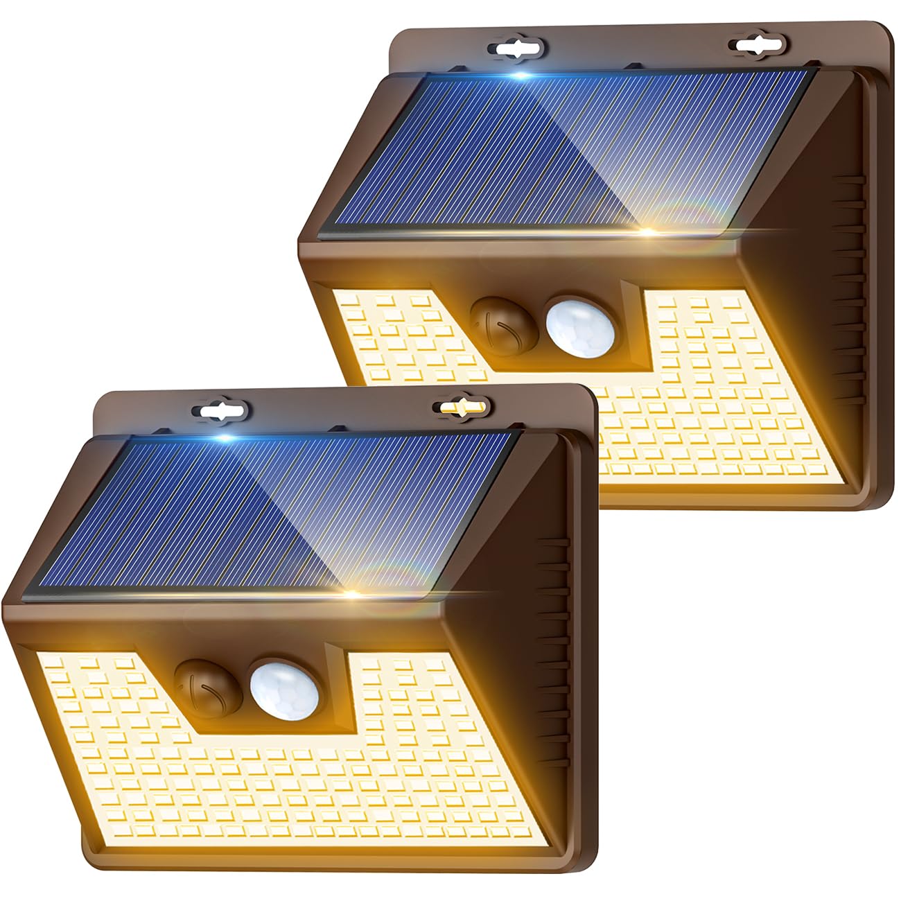 Solar Lights Outdoor 2 Pack, 140LED/3 Modes Motion Sensor Lights Solar Powered, Wireless IP65 Waterproof Solar Wall Lights Outdo