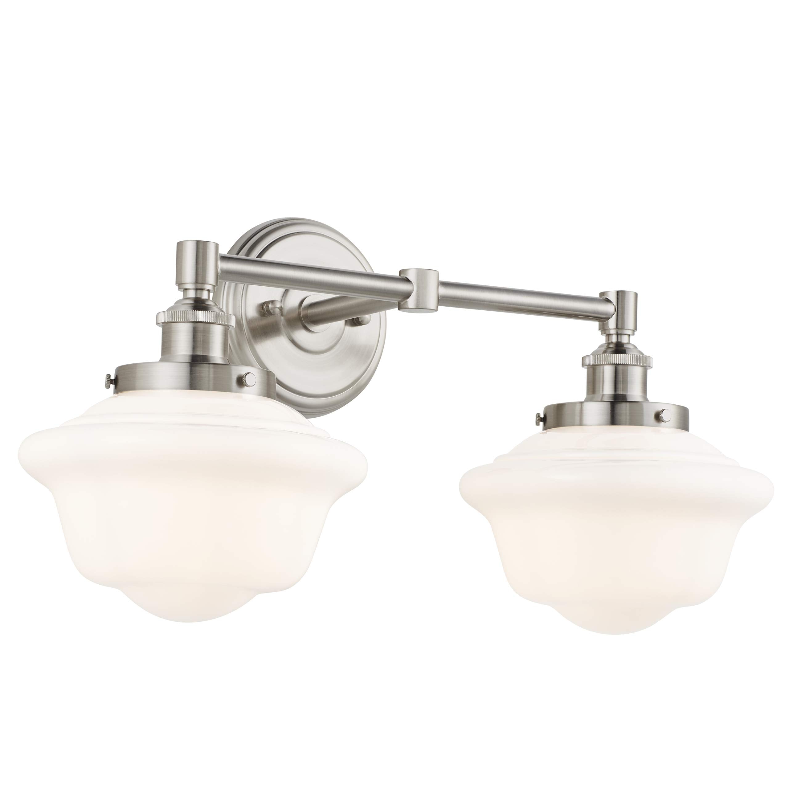 Linea di Liara Bathroom Light Fixture - 2-Light Vanity Light, Brushed Nickel, Glass Shades, Model LL-WL272-MILK-BN