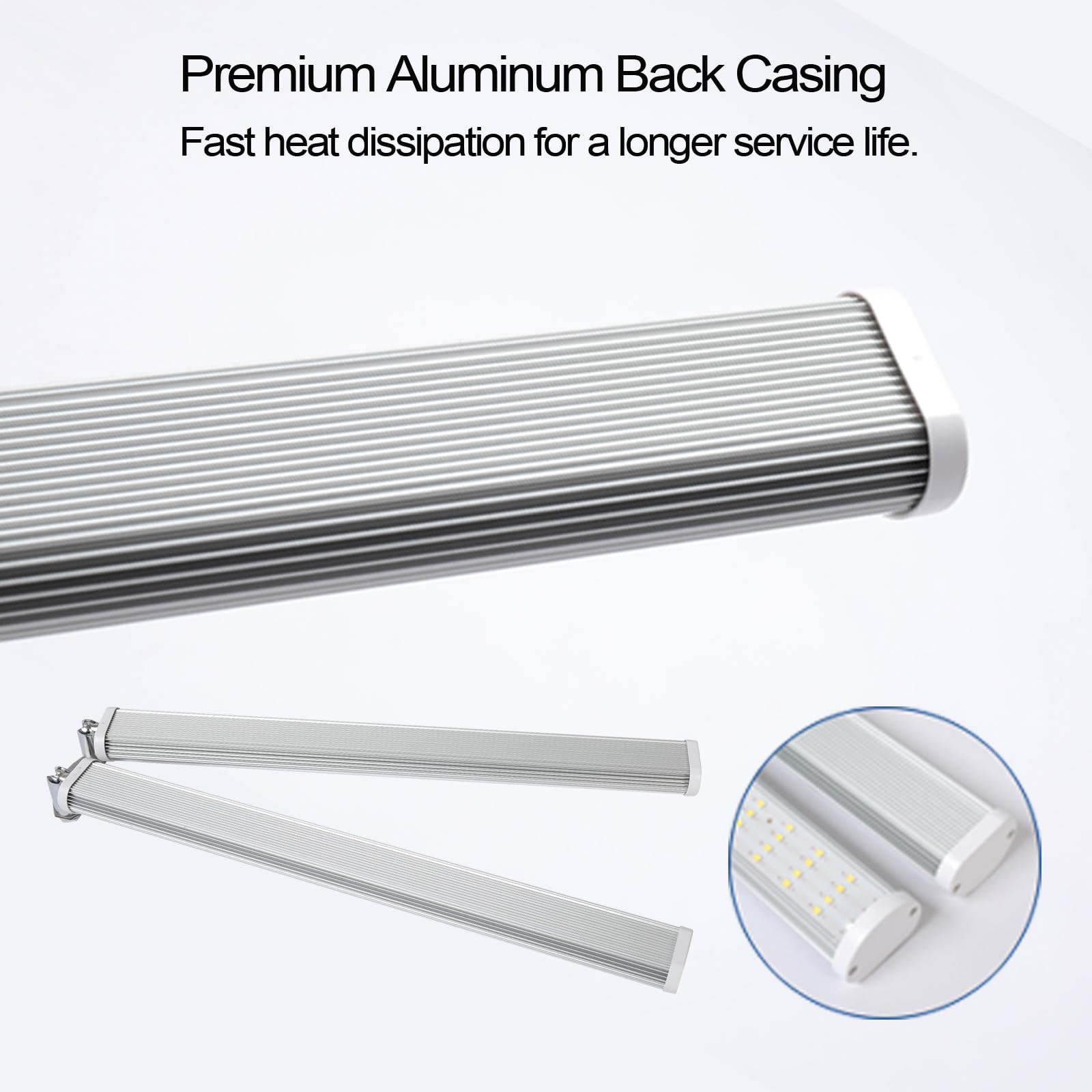 JCBritw T12 Dual Head LED Grow Light, Adjustable 6500K Full Spectrum Lamp, Silver, for Indoor Plants and Seedlings