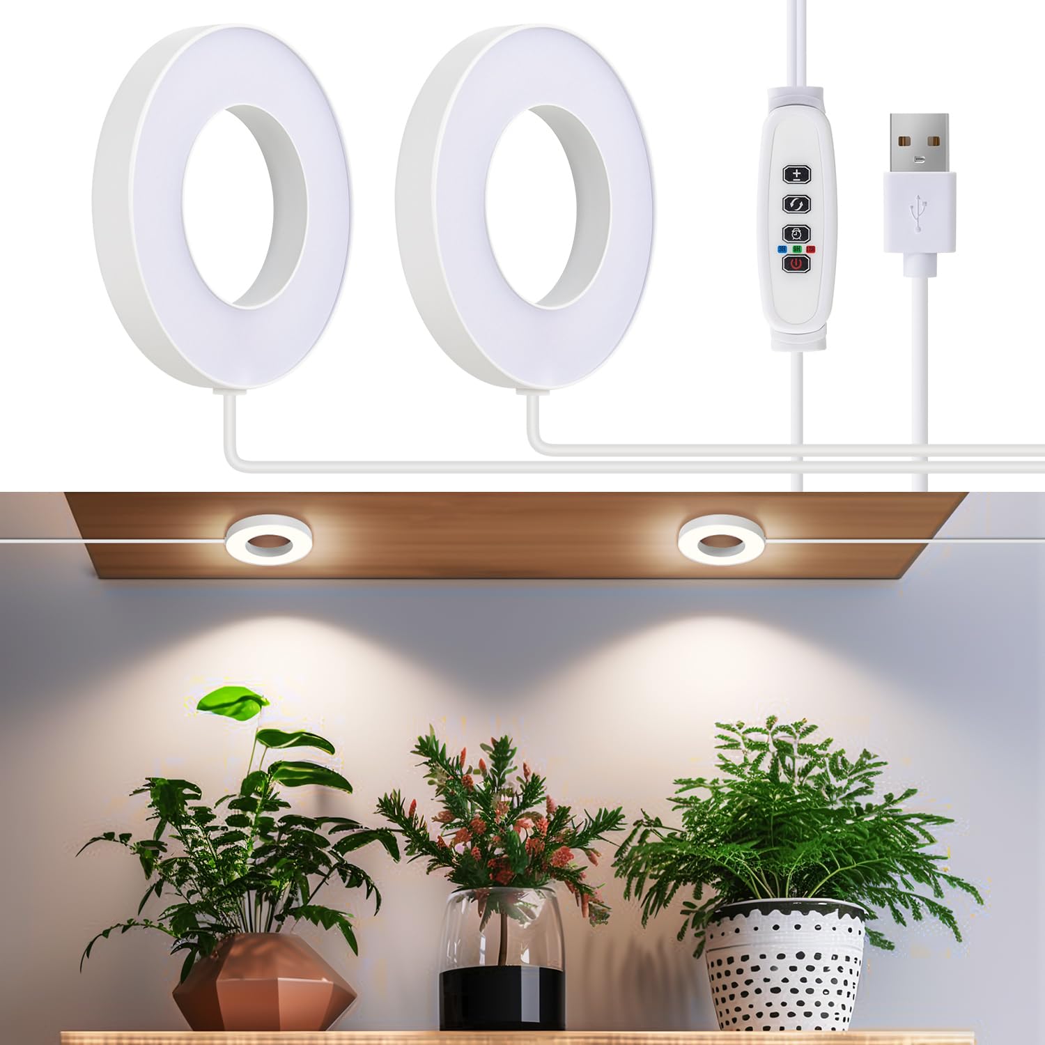 SIYOMG Ceiling Grow Lights for Indoor Plants, 96 LEDs Full Spectrum Halo LED Plant Light, with 3/9/12H Auto Timer Switch, 3 Colo