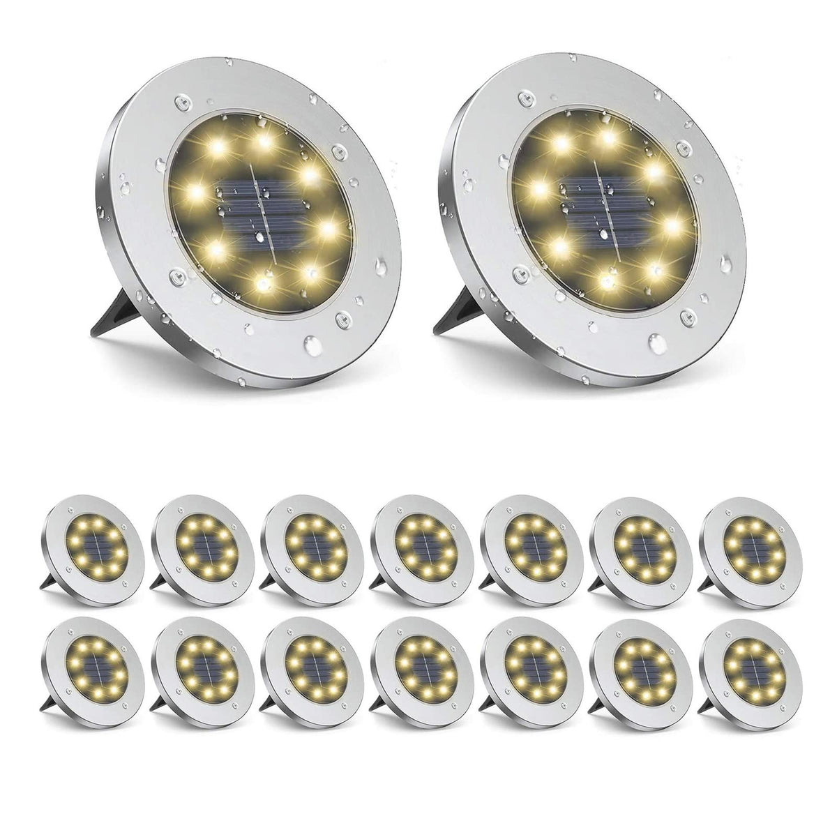 Zgwj Solar Ground Lights - 16 Pack Waterproof Solar Garden Lights With Warm White Bright In-Ground Landscape Fixtures For Pathwa