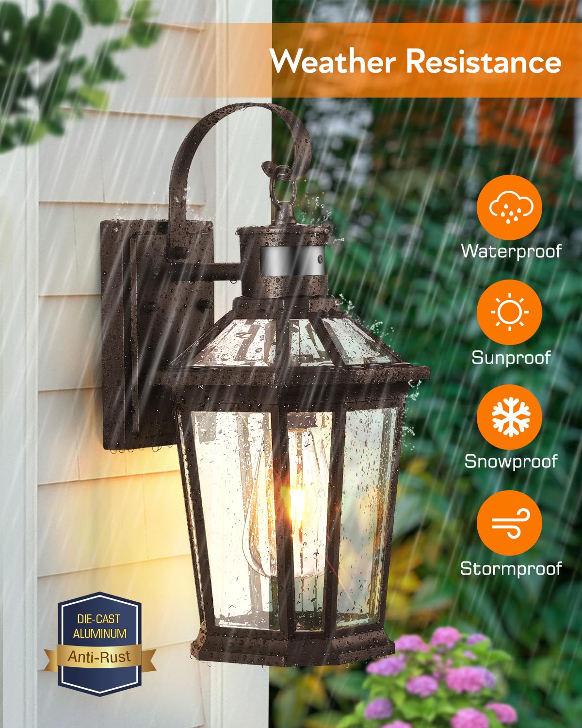 Vianis Bronze Motion Sensor Outdoor Light, Dusk To Dawn Outdoor Lighting Wall Mount, Waterproof Exterior Light Fixtures For Hous