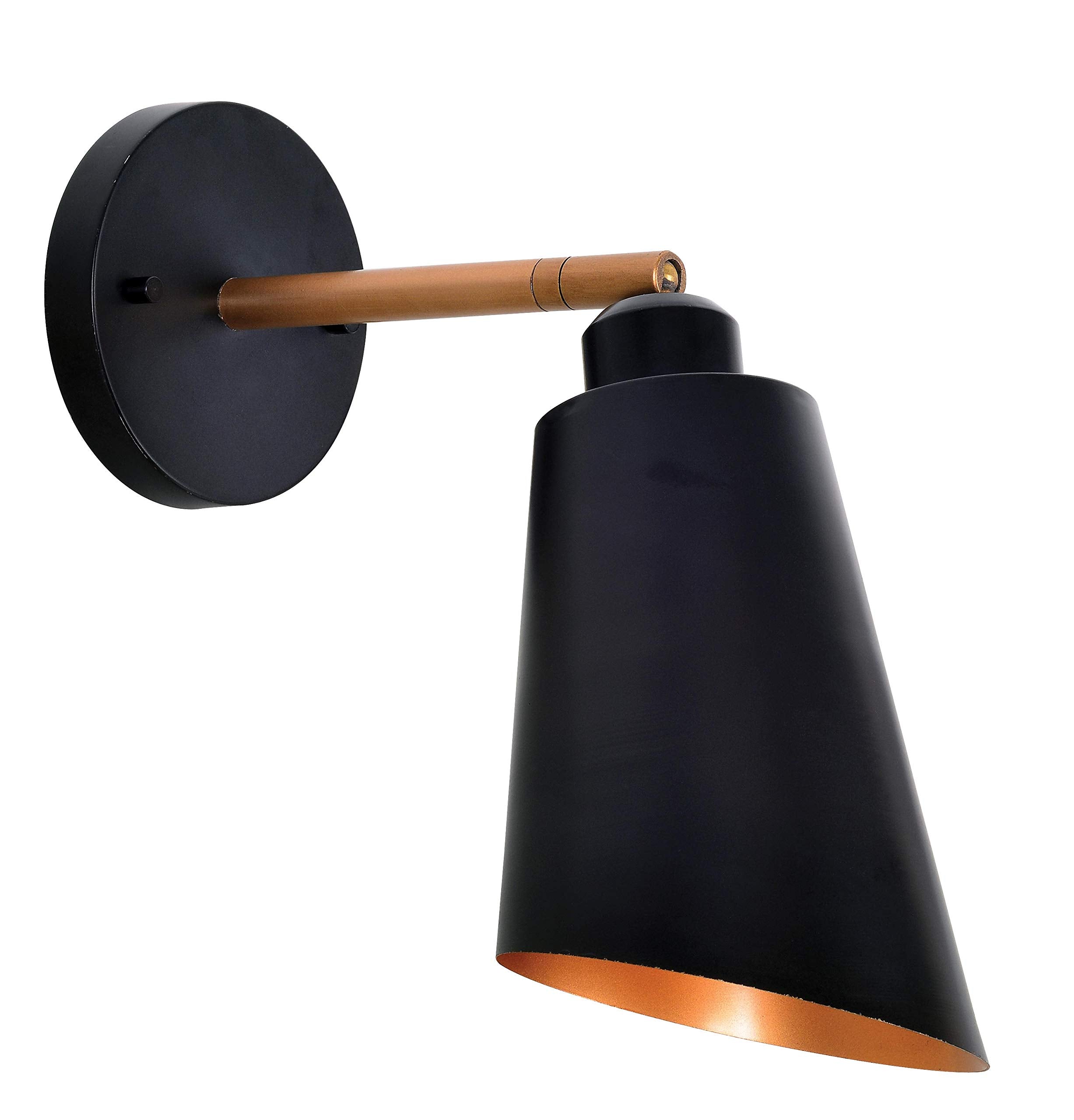 Kenroy Home Wall Sconce 12 Inch Alloy Steel Matte Black with Antique Brass, Model 93673BL