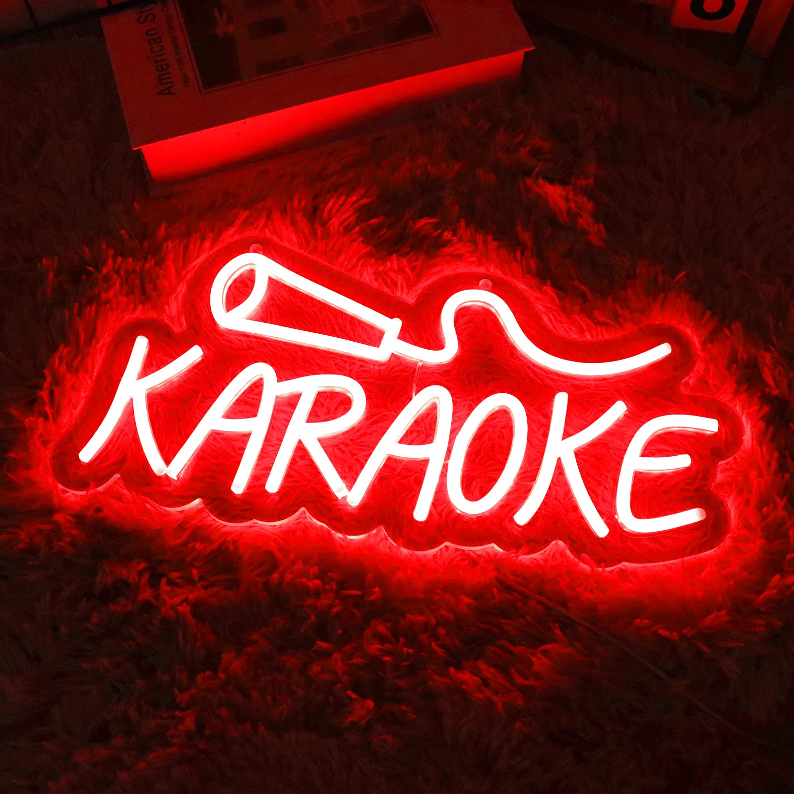 Vinray Karaoke Neon Sign Wall Art Decor, 16x7 inches, Red, Polystyrene, USB Powered for Music Bar, Pub, Club, Karaoke Store