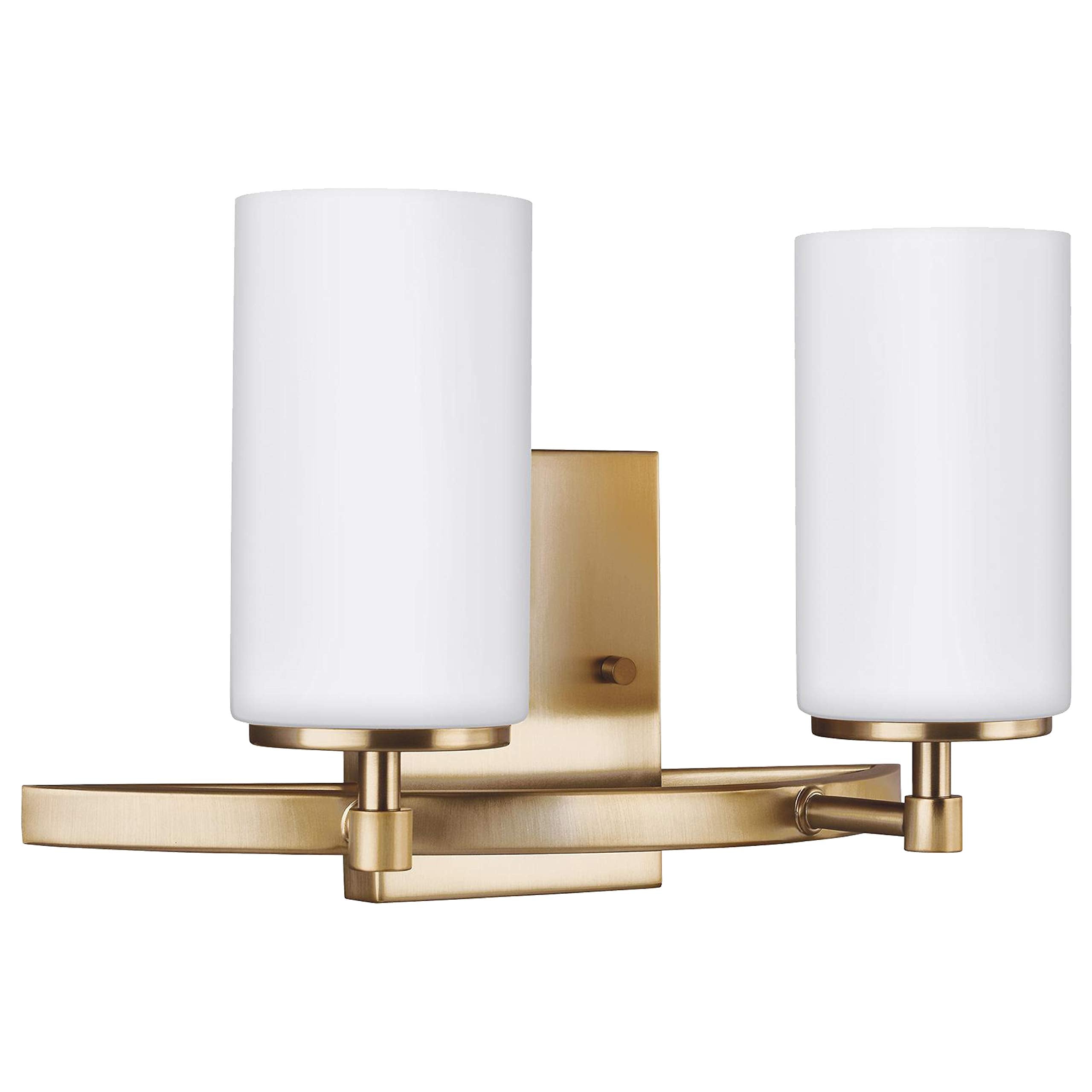 Sea Gull Lighting Alturas Two-Light Wall/Bath Vanity Fixture, Satin Brass, Model 4424602-848, Alloy Steel Construction