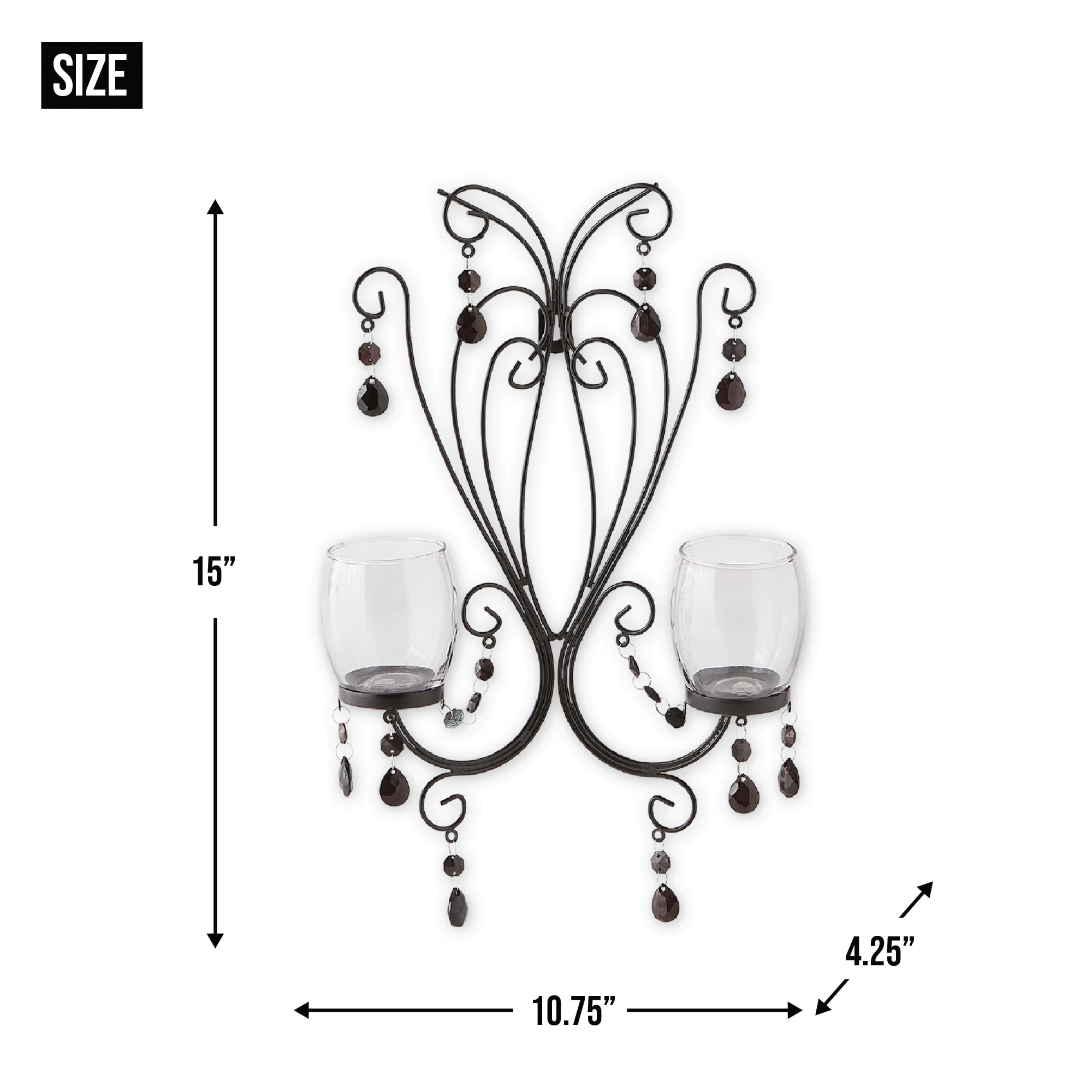 Accent Plus 57071233 Black Jewels Wall ScONcES