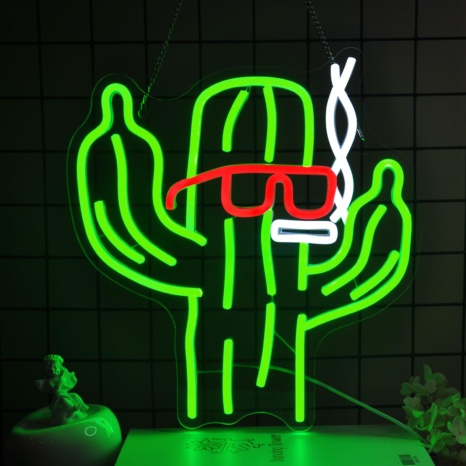 Ebdobgbs Cactus Neon Sign Led Neon Lights Neon Signs for Wall Decor Light Up Sign for Birthday Party Club Gift