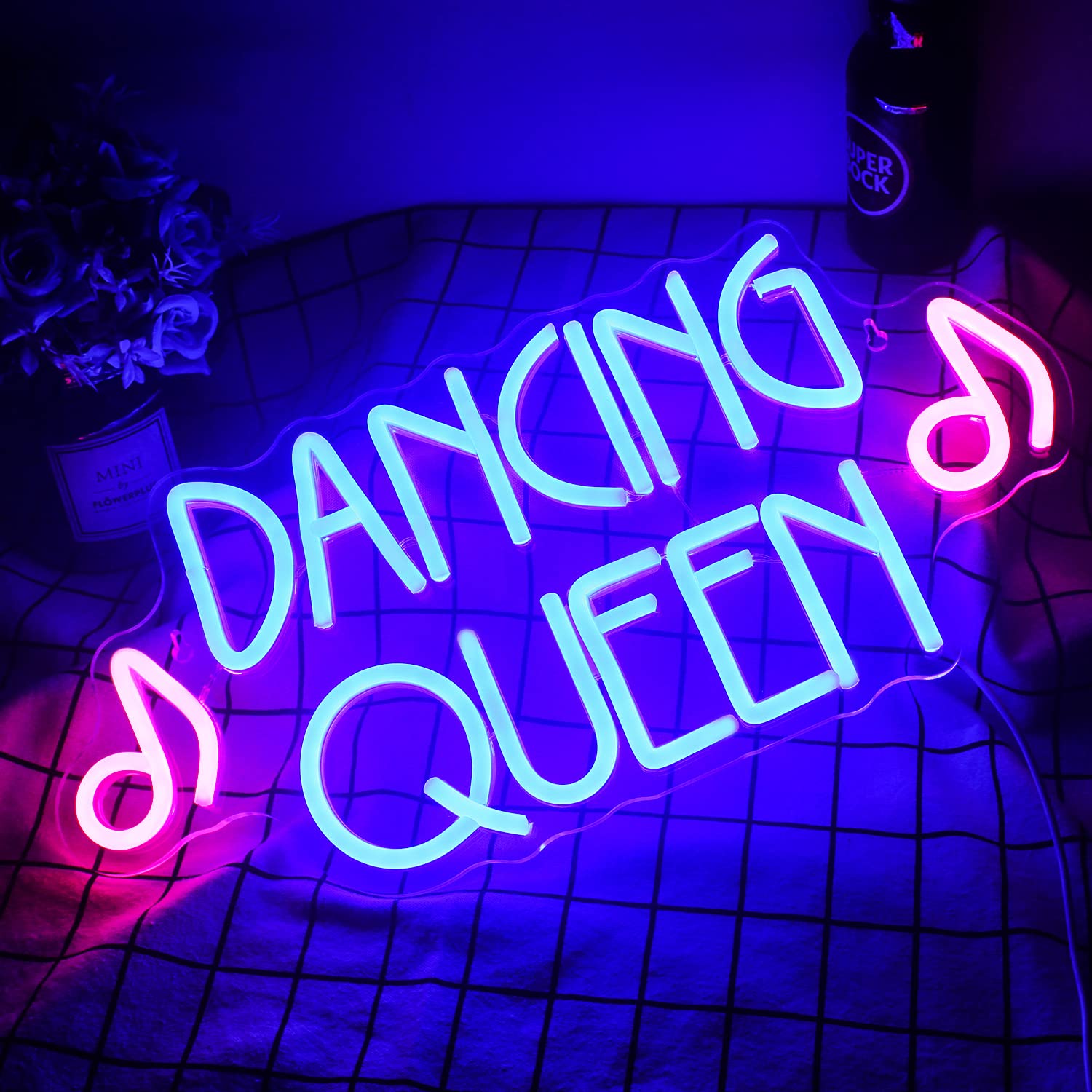 Wanxing Dancing Queen Neon Sign - USB Powered LED Wall Decor - Purple - 16.5 x 7.9 inch - Acrylic for Dance Studio & Party
