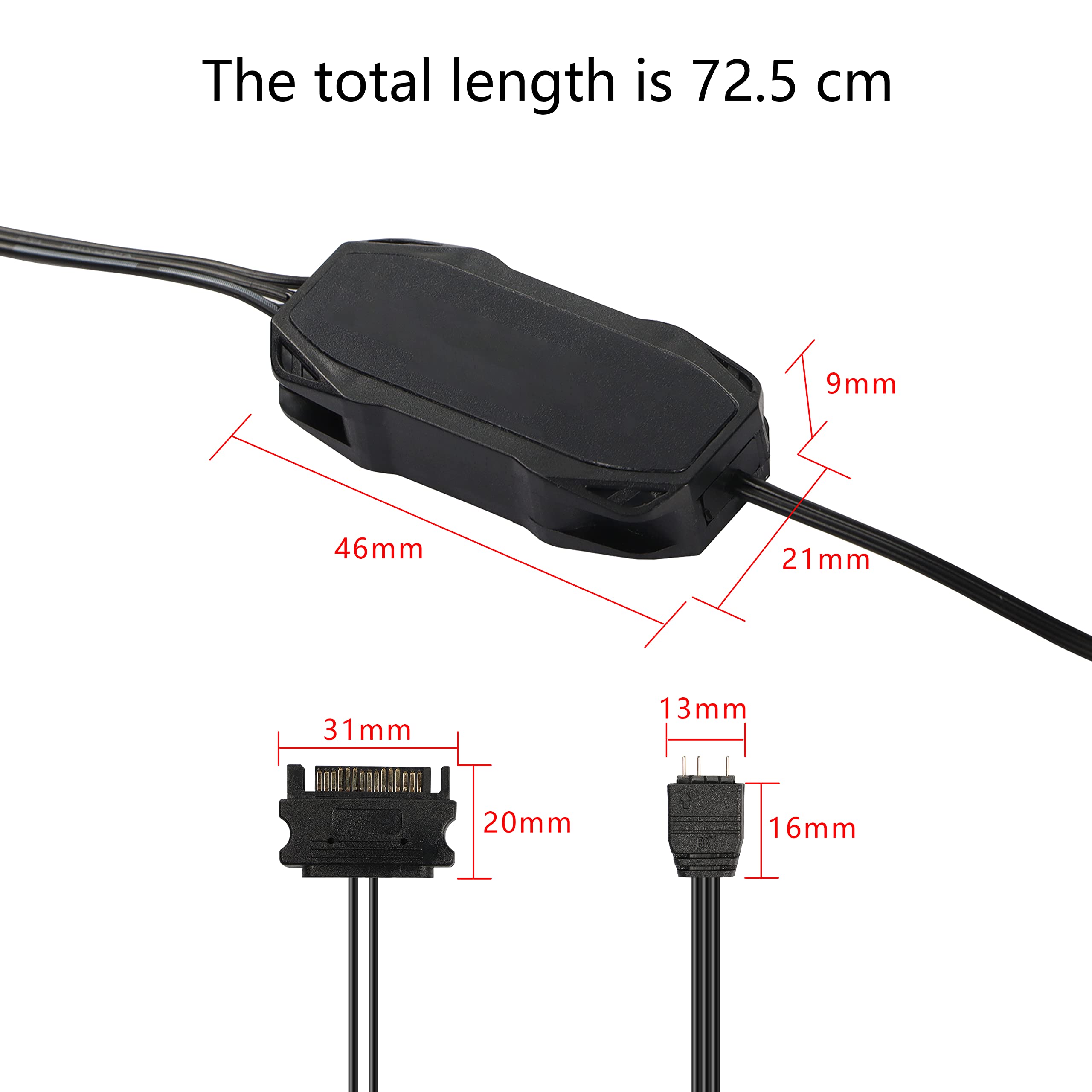 Xmsjsiy Argb Controller 5V 3 Pin Rgb Controller Cable,Sata Power Supply Light Stripe Controller-1 Pcs