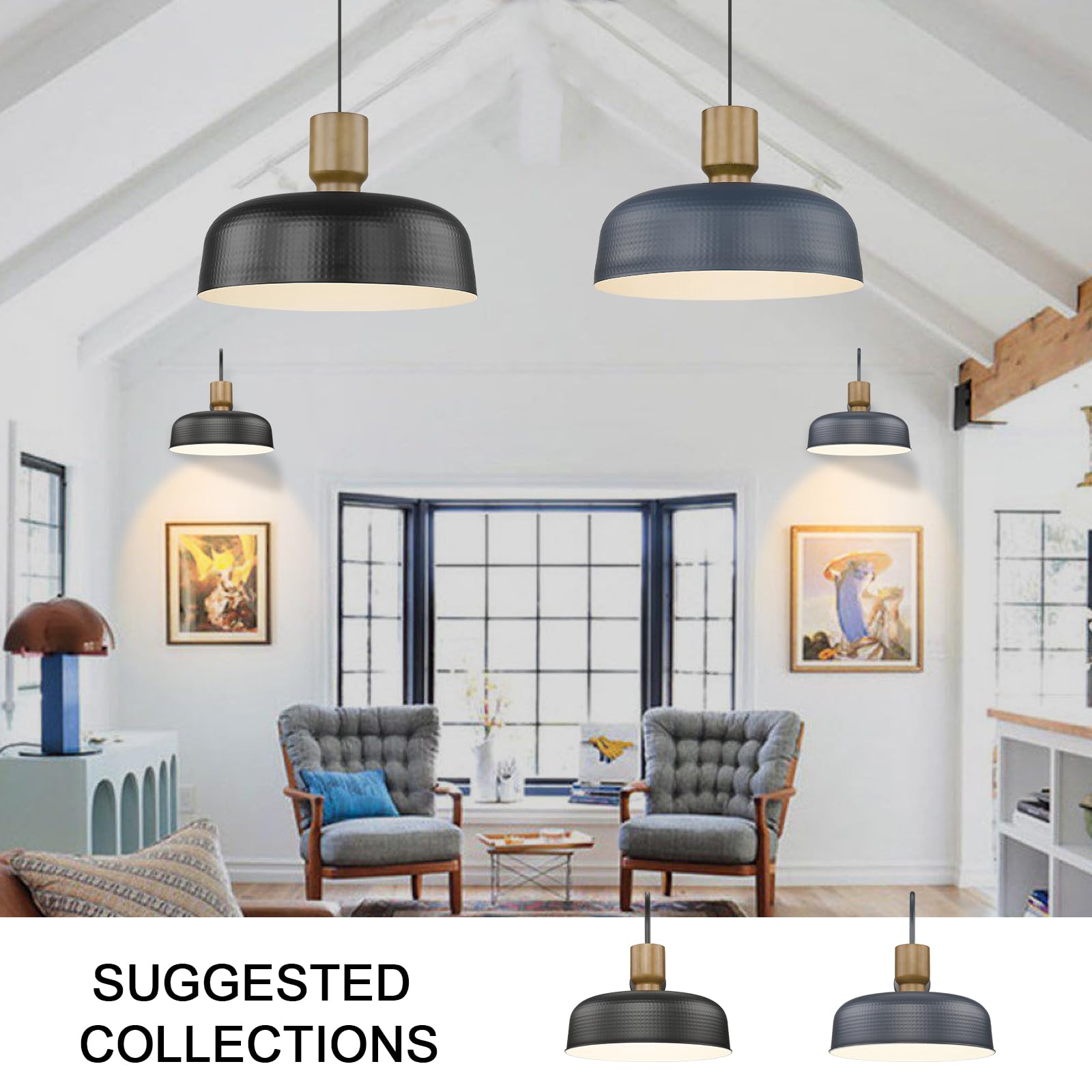 Darkaway Large Barn Light Fixtures 18Inch Dome Wall Lamps Sconces With Hammered Metal Shade  Blue Lighting For Outdoor Indoor Patio Porch Hallway Garage Lights  2 Pack