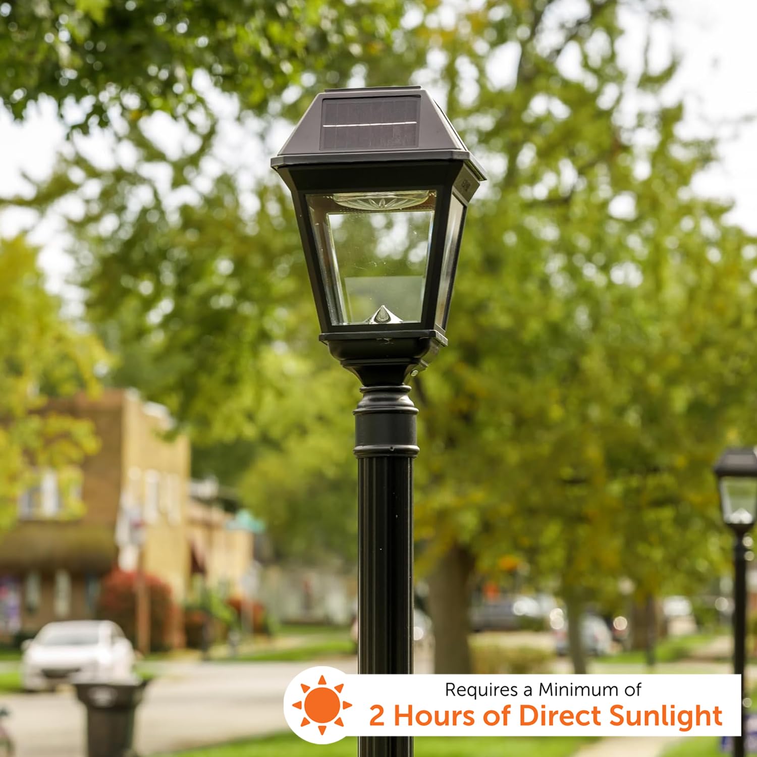 Gama Sonic Imperial III Solar Post Light, Black Aluminum, 300 Lumen, 3-inch Fitter, Model 97K012, Single Lamp
