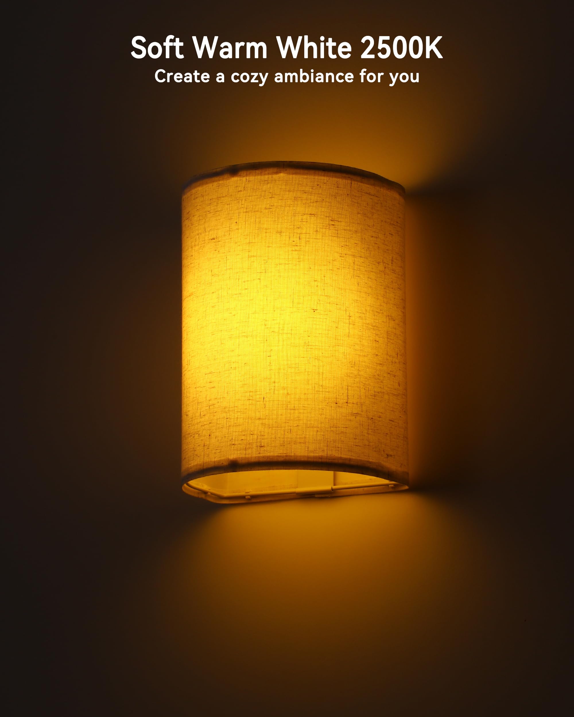 TECOMLIGHT Rechargeable LED Wall Sconces Set of 2, Wireless, Remote & Timer, Linen Fabric Shade, Beige, Model TWS-LB15