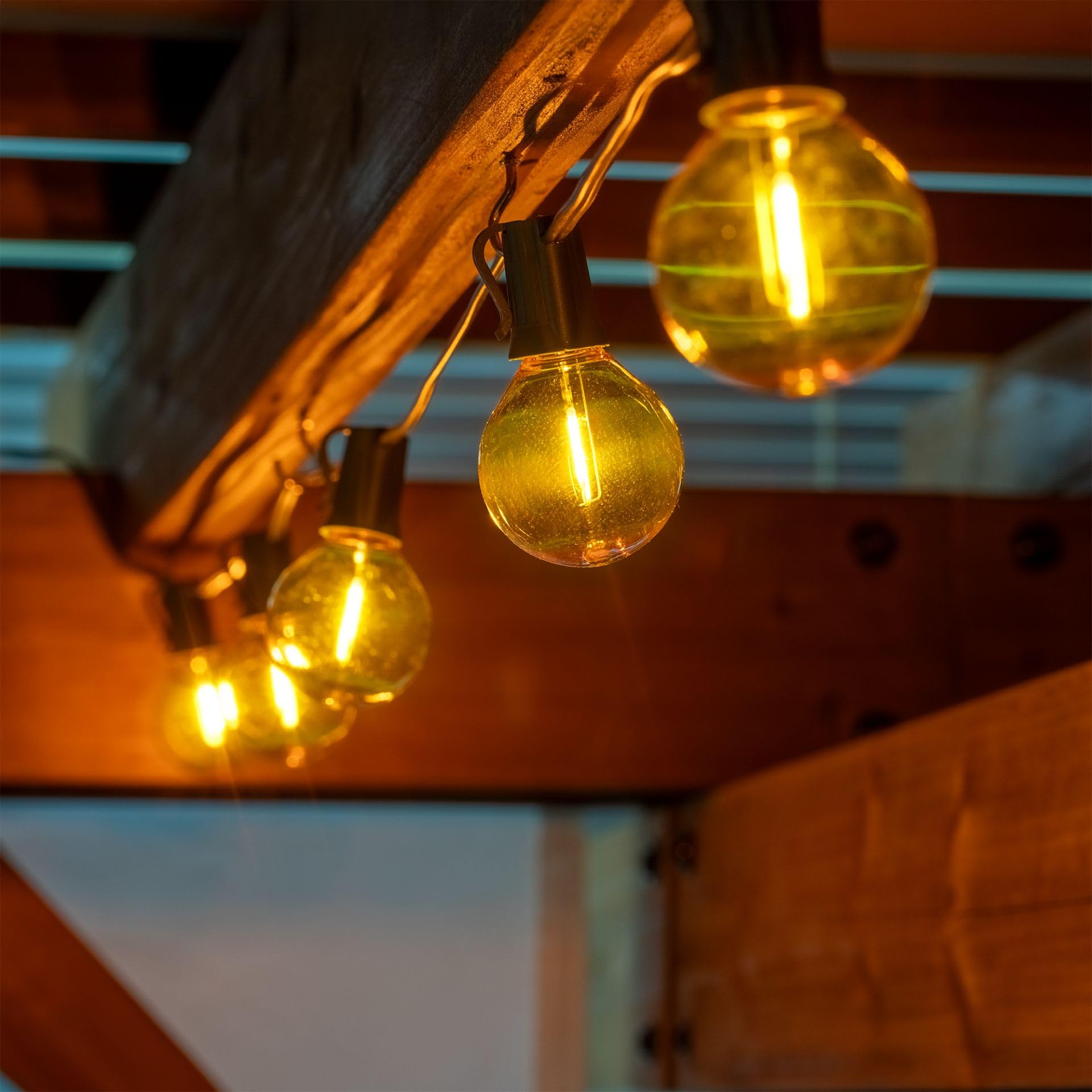 Novelty Lights 25 Pack Yellow G40 Led Filament String Light Bulbs  E12/C7 Candelabra Base  5 Watt Equivalent  Shatterproof Replacement Bulbs For Patios  Canopy Lighting