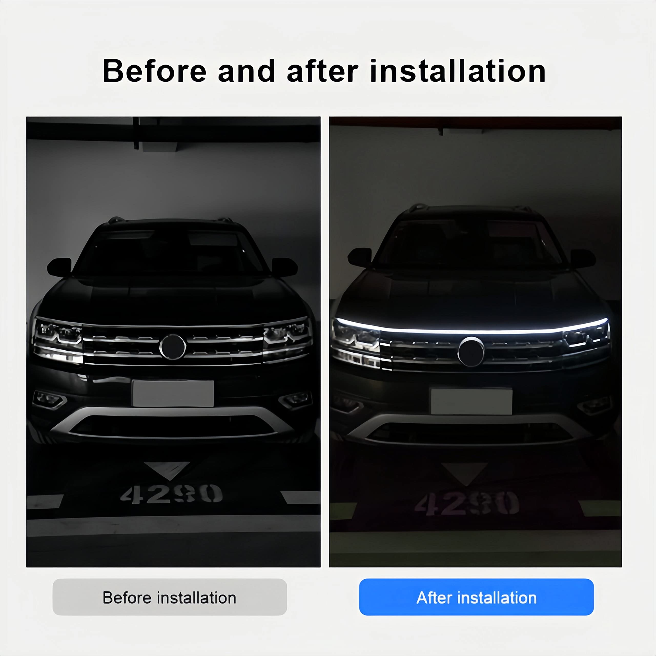Tockmoon Car LED Hood Lights, Multicolor 120 Modes, 79 Inch, 12V, Model ct001