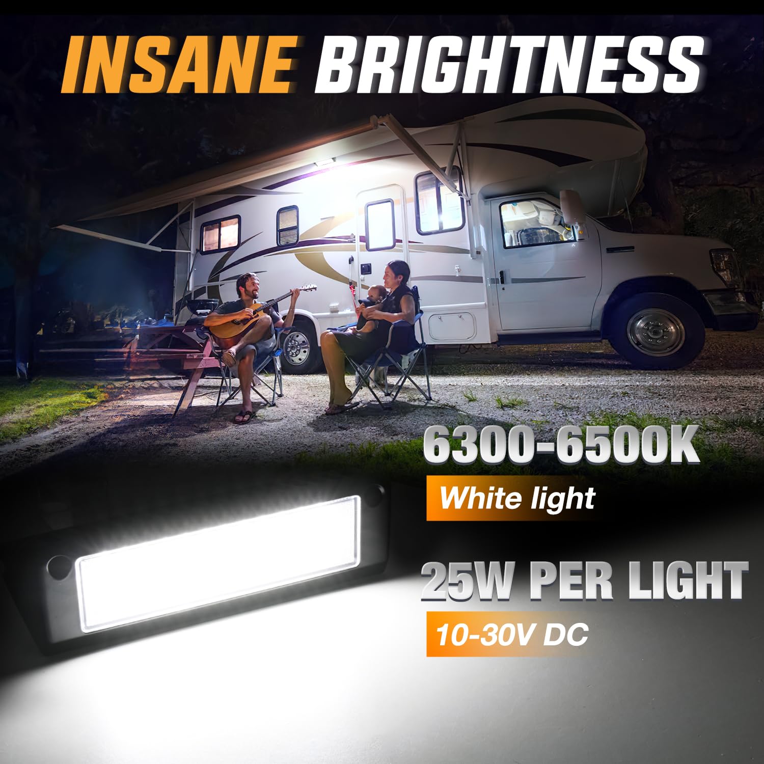 Nilight RV Exterior Light 9 Inch LED Porch Lights, Black Aluminum Housing, Model RV-705BW, White Light, 12V/24V for RVs and Trailers