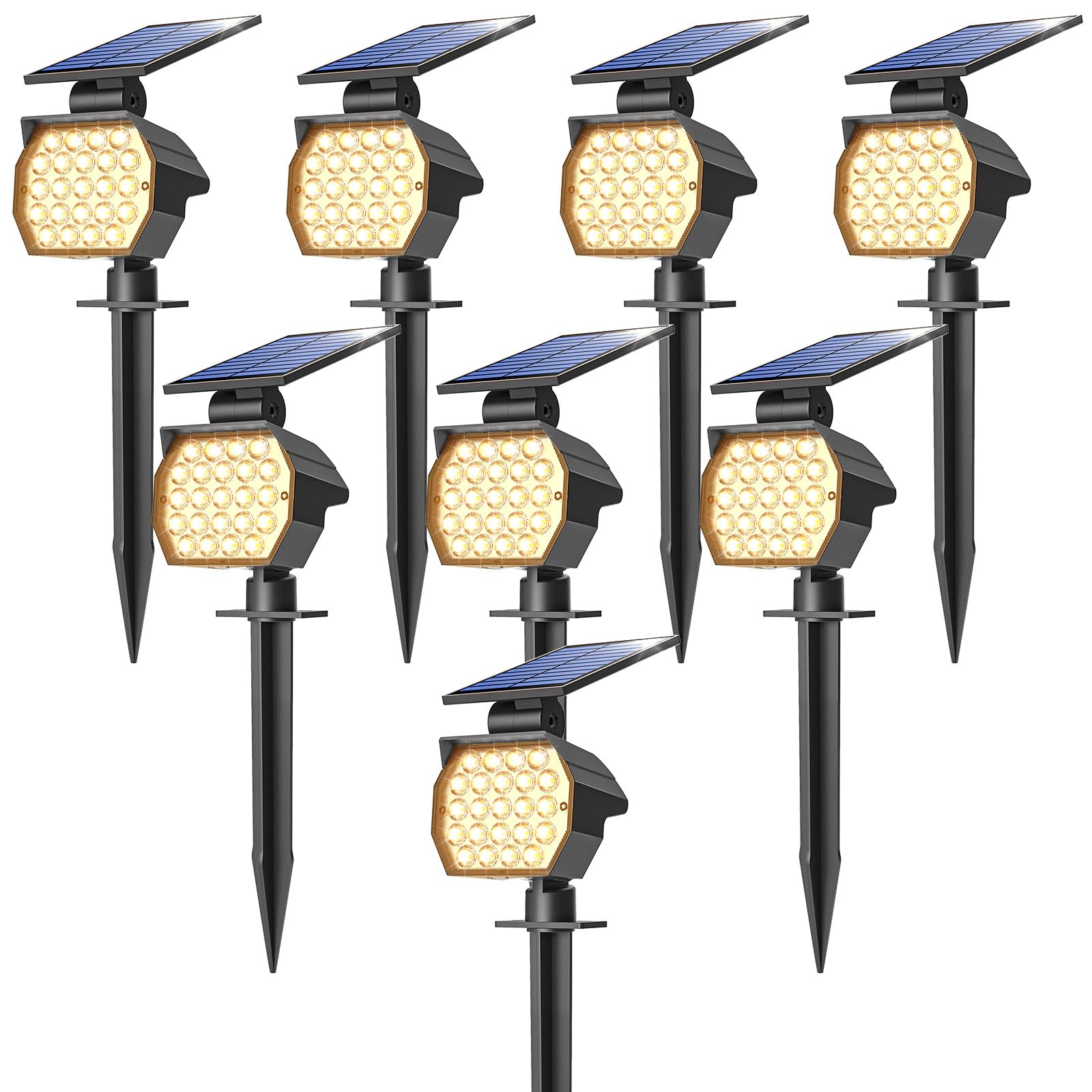 NIORSUN Solar Spot Lights, 23 LEDs, IP67 Waterproof, 3 Lighting Modes, 8 Pack, Warm White, Model TBD60-Warm8