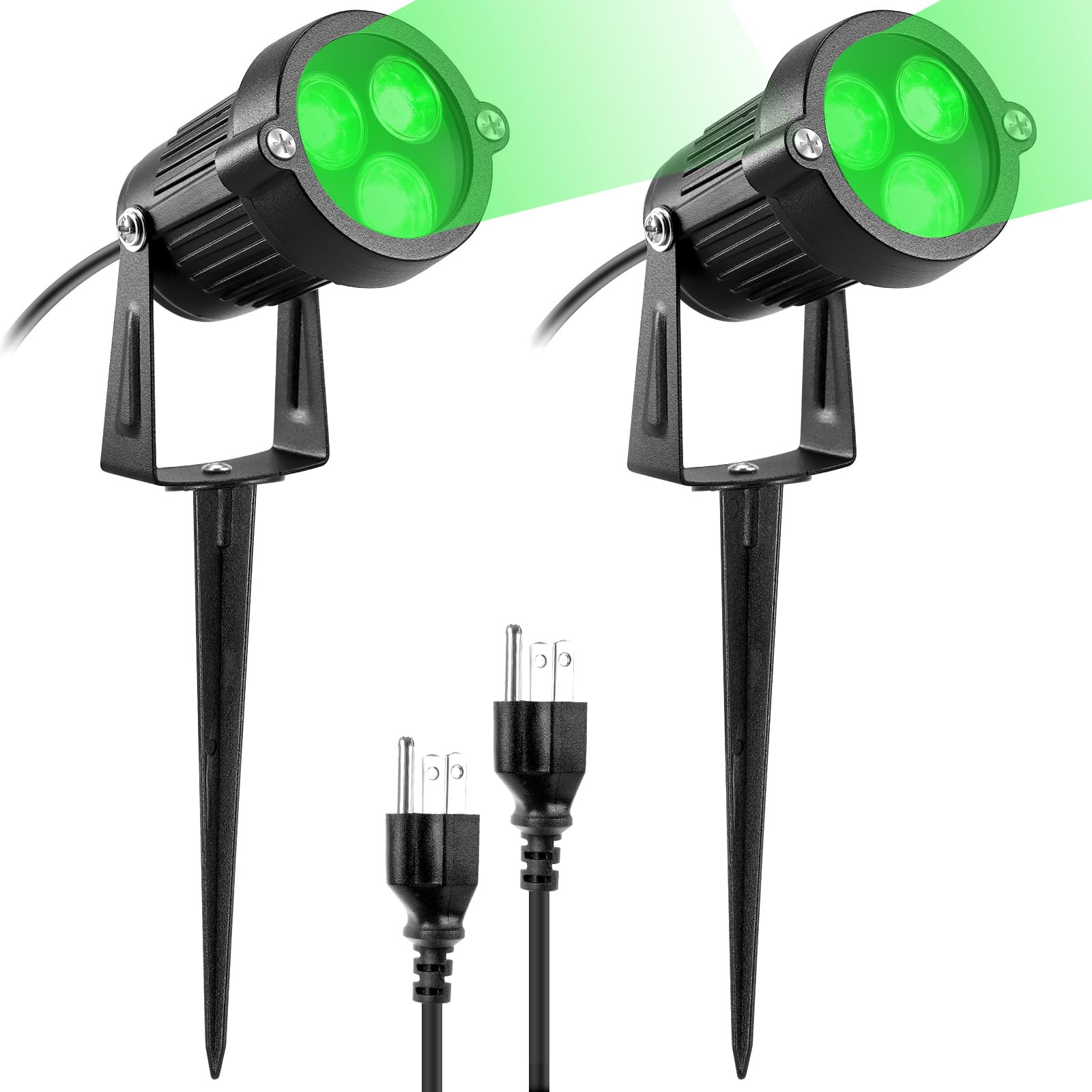 LemonBest® Outdoor LED Landscape Lamp - Water-Resistant, 2 Packs, Green, Aluminum, Model LMT-L0446-04