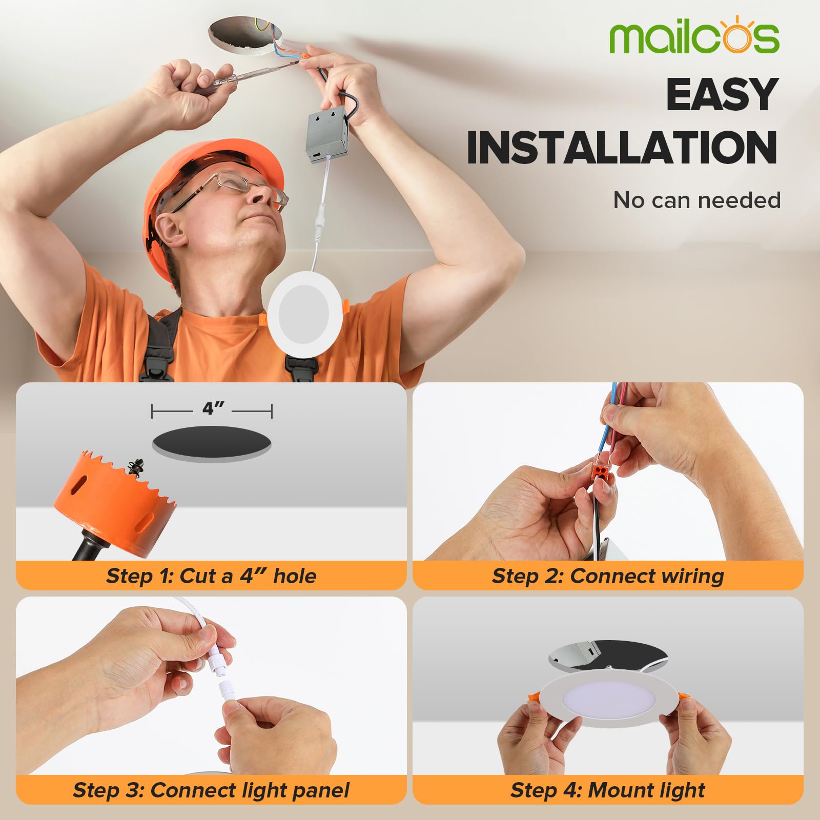 MAILCOS 12 Pack Ultra-Thin 4 Inch LED Recessed Ceiling Light, 2700K-5000K, Dimmable, 810LM, White, Model AZD9