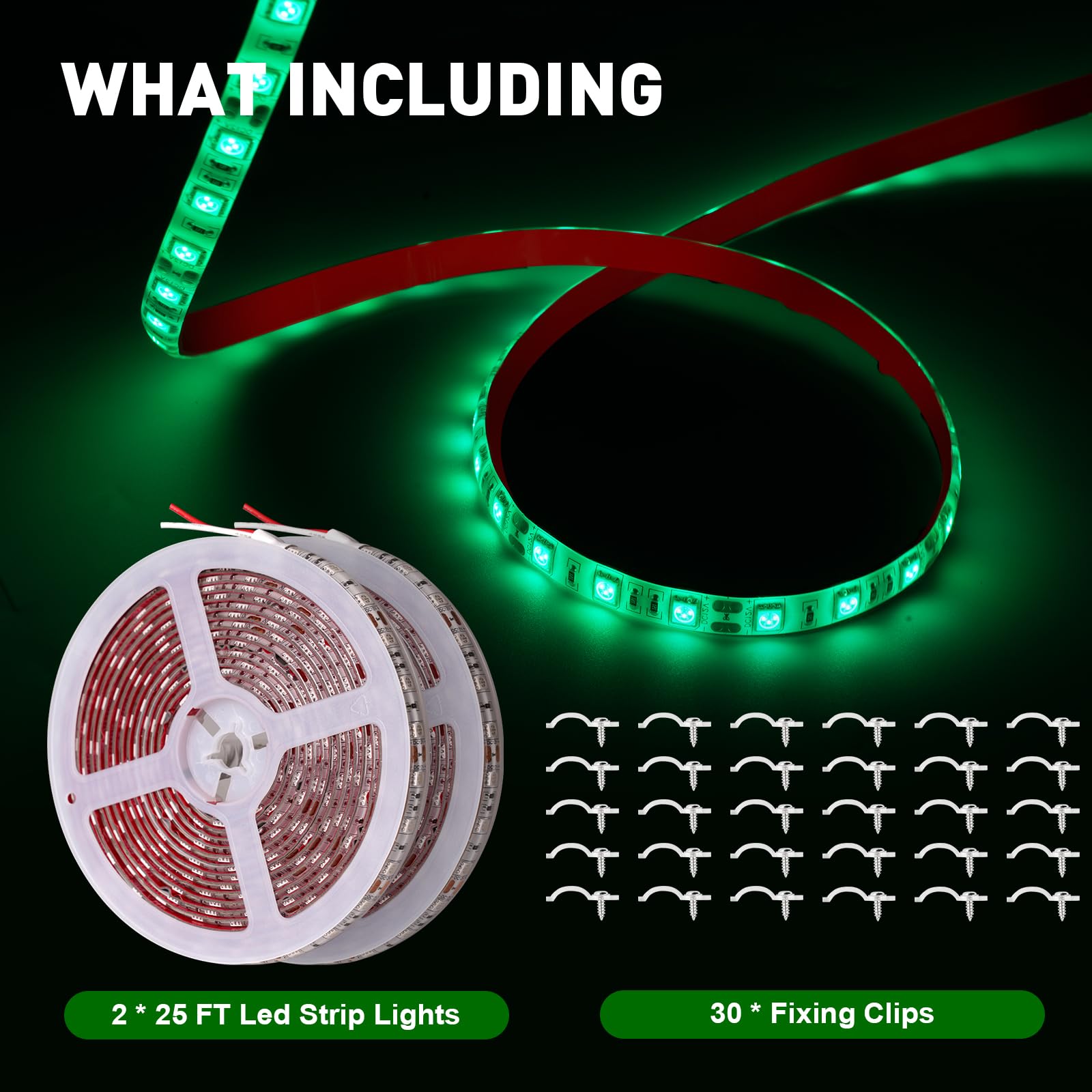 JUIOHAKY LED Strip Lights for Night Fishing, 50ft Marine-Grade Waterproof, Green, Model BML013