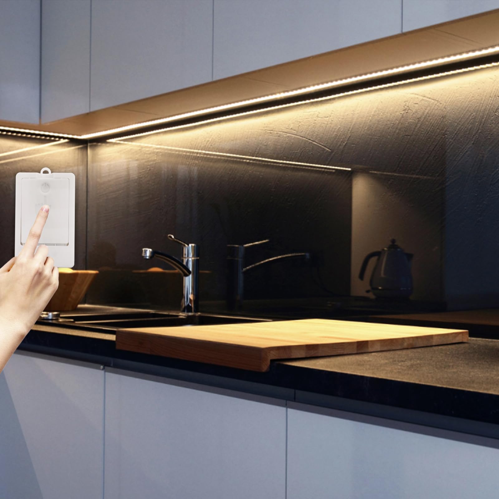 BSGlobal 2 Pack 9.8ft Battery Powered LED Strip Lights, High Brightness LED Strip Lights 90 LED, Under Cabinet Lighting for Kitc