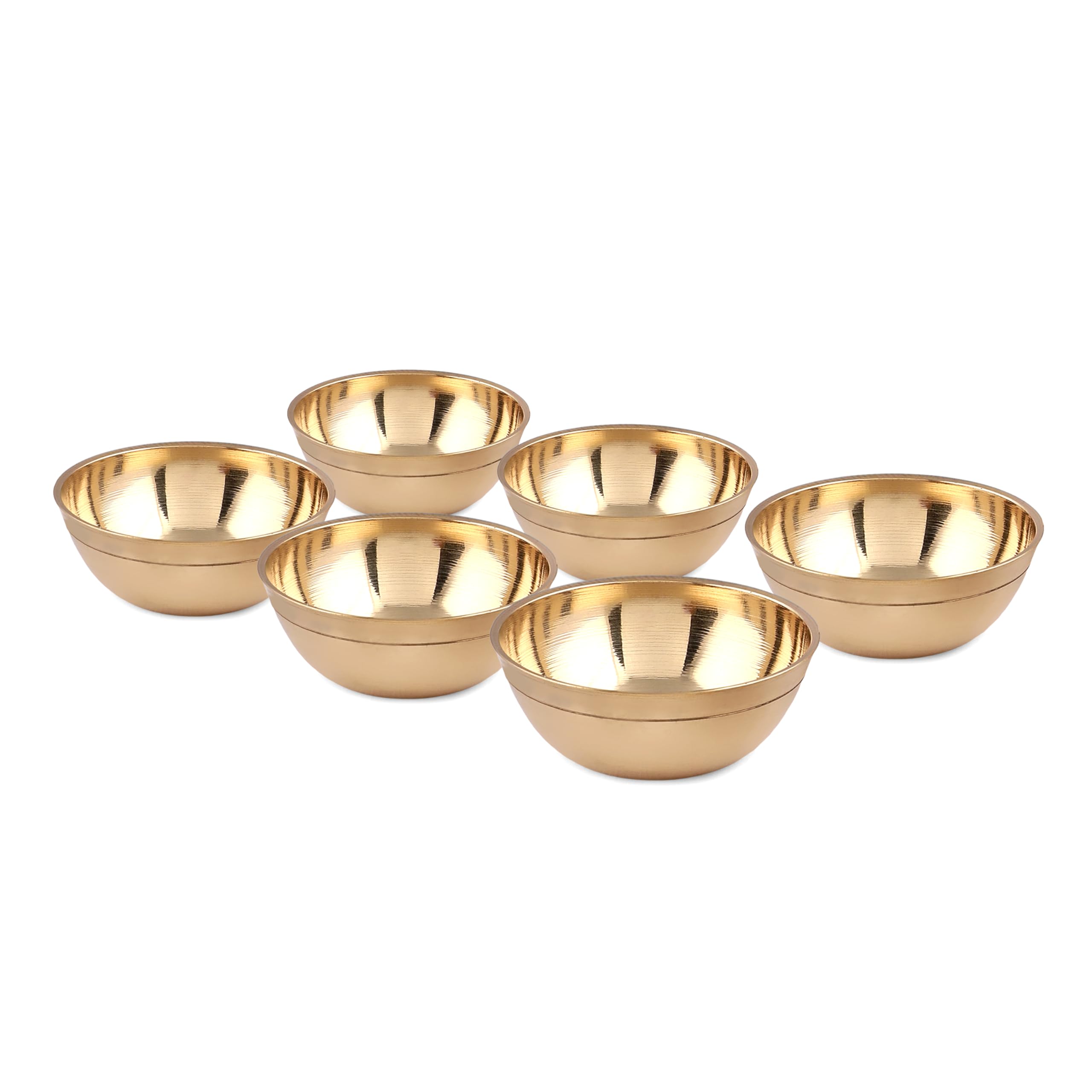Kanshitas Rasoiware Brass Diya,Round Puja Katori (Size - 35ml) Set of 6