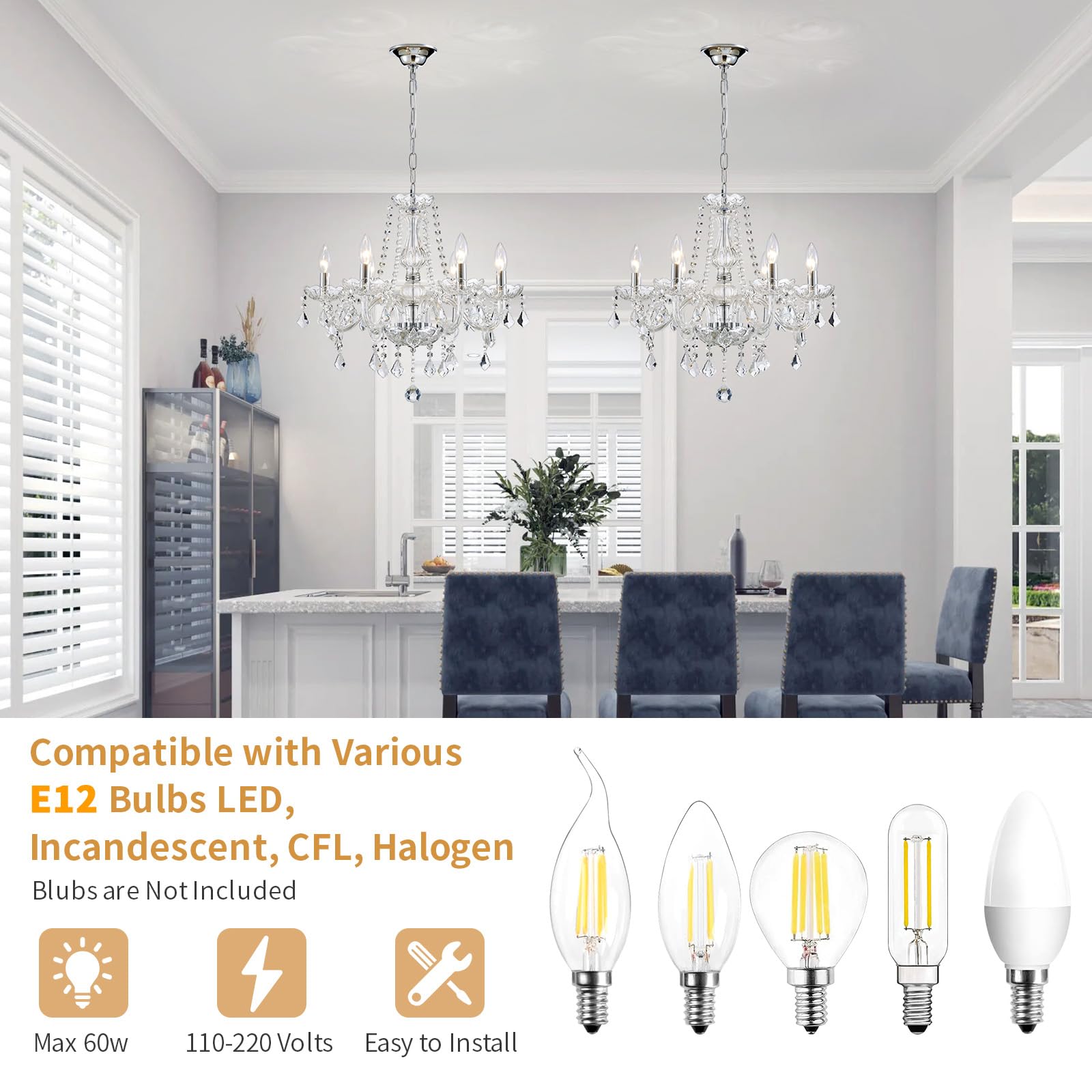 Small Crystal Chandelier, Mini Modern K9 Crystal Chandelier Dining Room Light Fixture, Crystal Pendant Ceiling Light For Bedroom